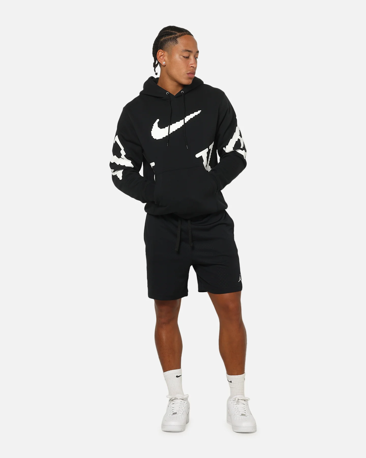 Nike Sportswear Club Fleece Hoodie Black/White - Image 2