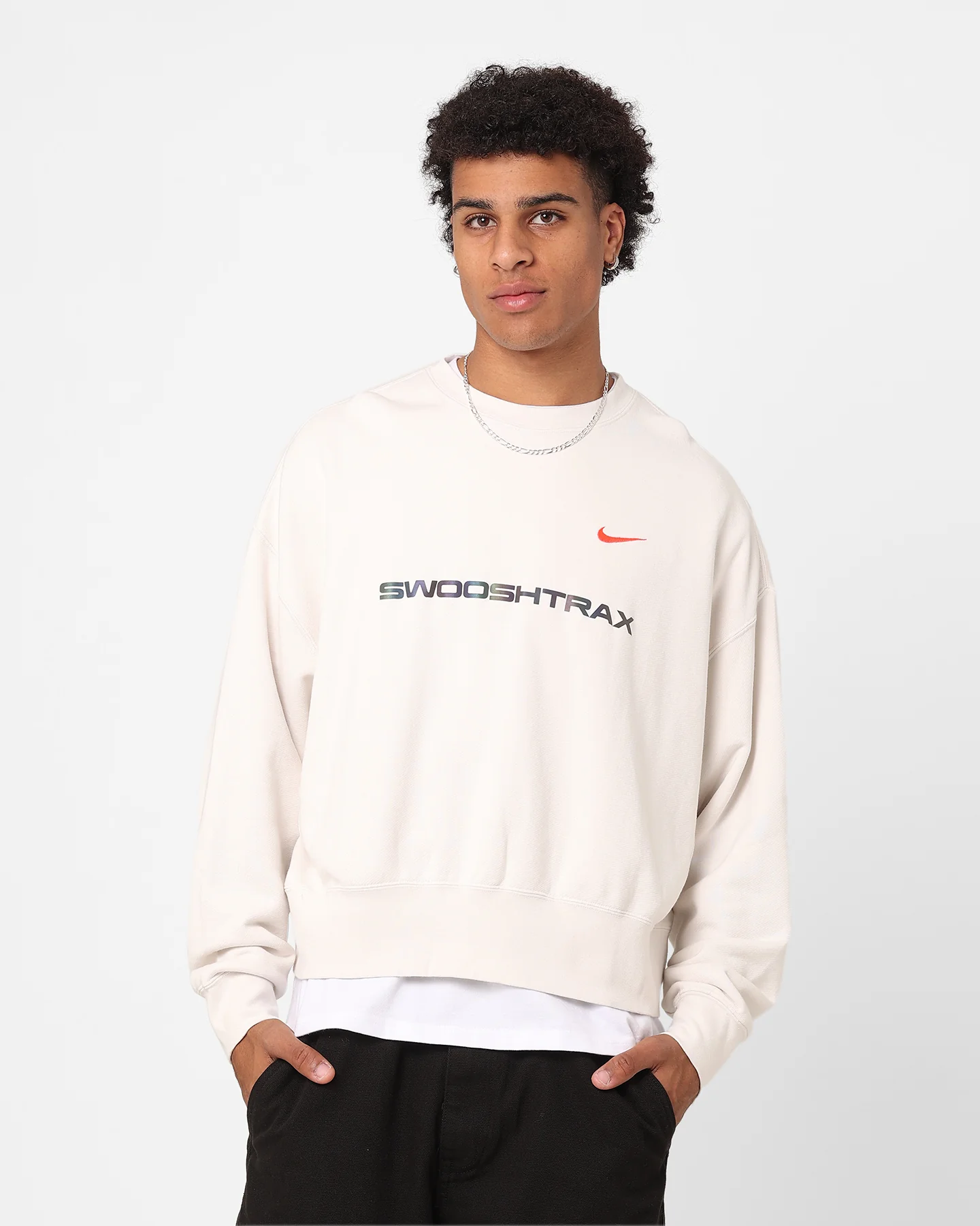 Nike Sportswear Trend Fleece Crewneck Phantom/Black/Bright Crimson - Image 3