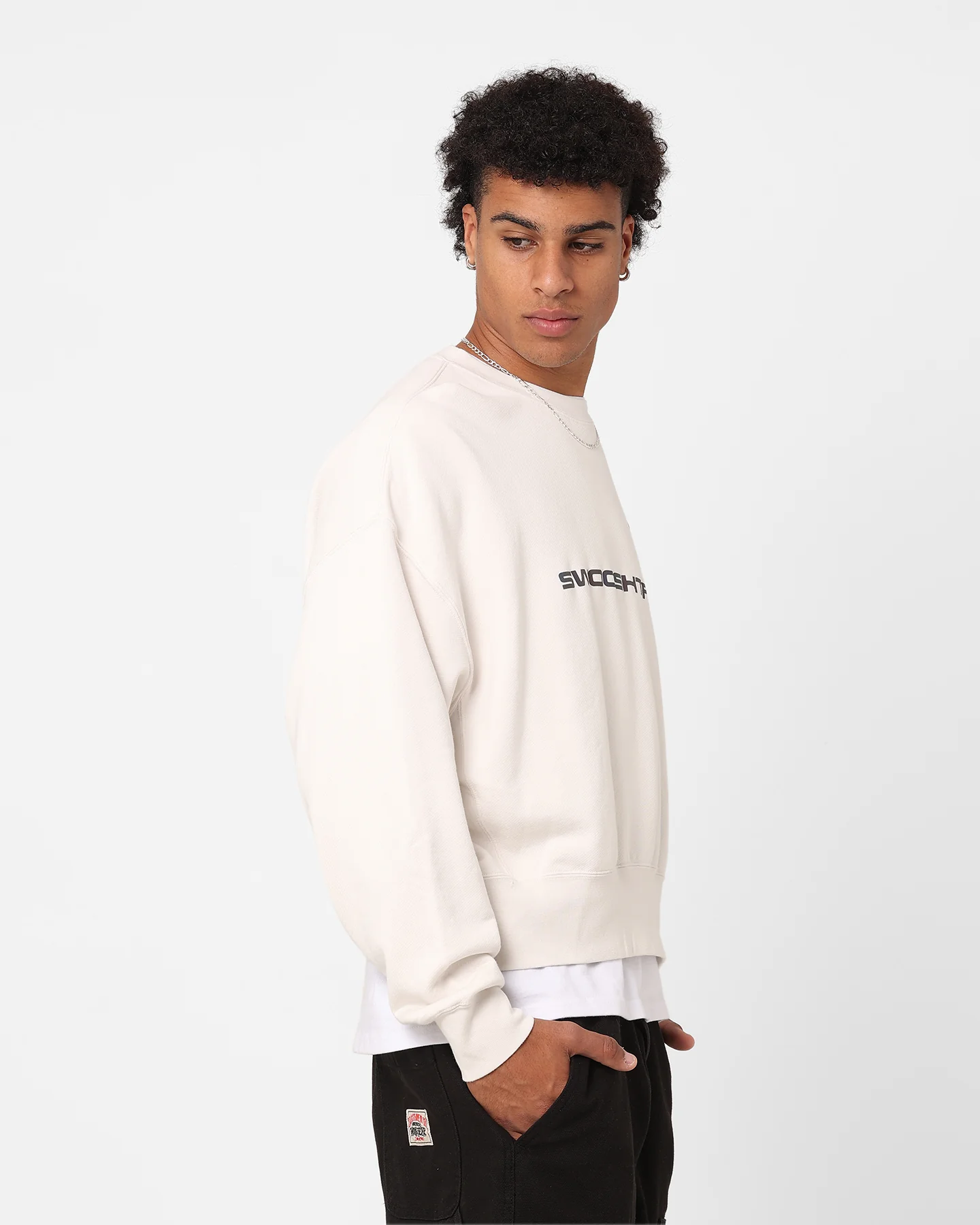 Nike Sportswear Trend Fleece Crewneck Phantom/Black/Bright Crimson - Image 7