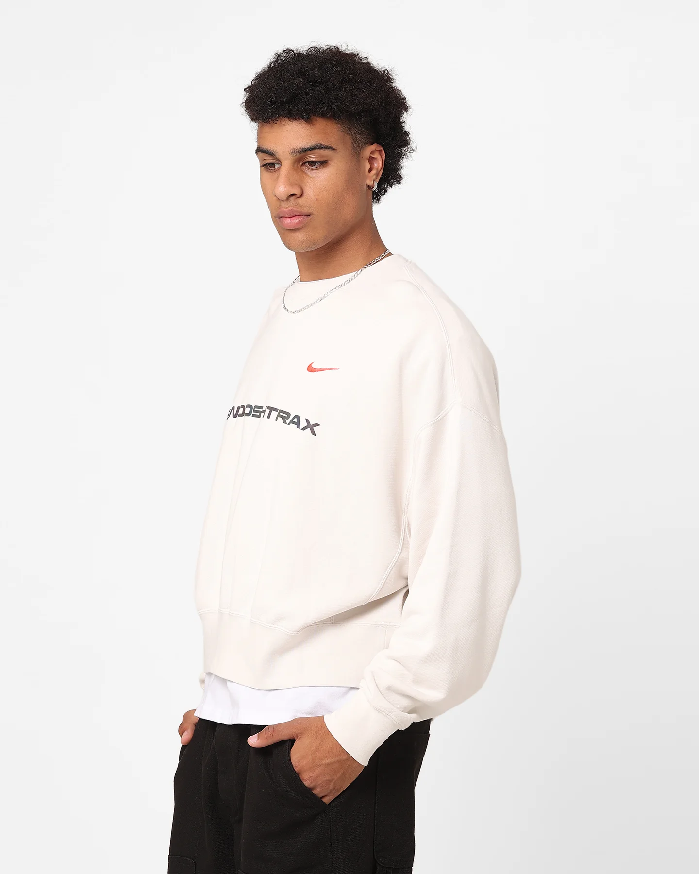 Nike Sportswear Trend Fleece Crewneck Phantom/Black/Bright Crimson - Image 8