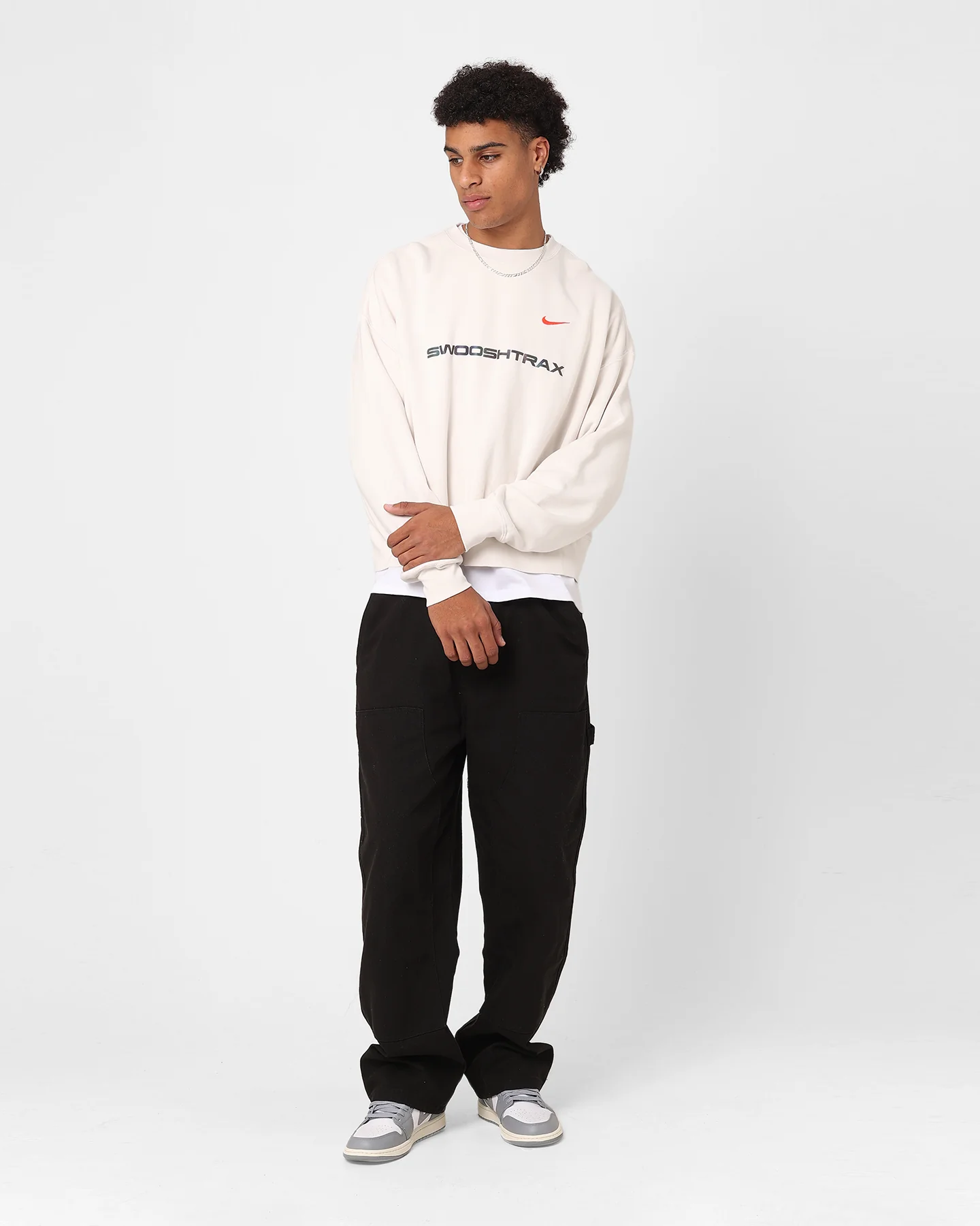Nike Sportswear Trend Fleece Crewneck Phantom/Black/Bright Crimson - Image 9