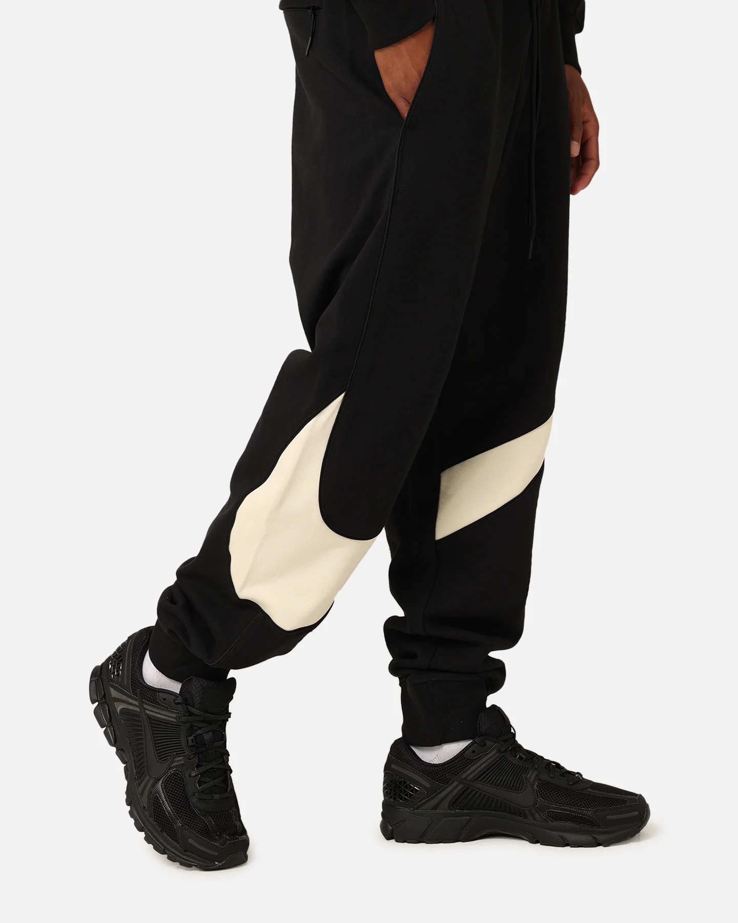 Nike Swoosh Fleece Track Pants Black/Coconut Milk - Image 3