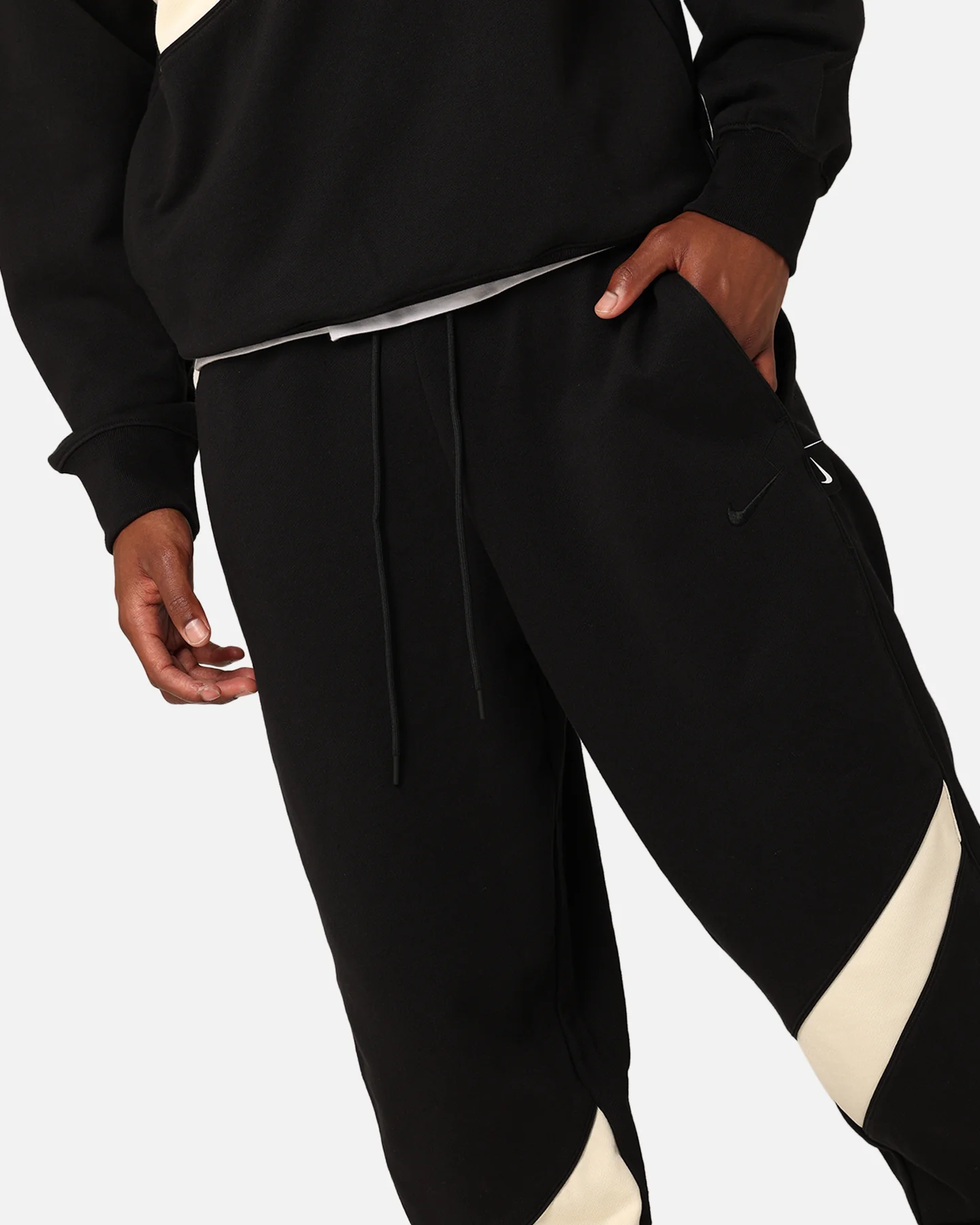 Nike Swoosh Fleece Track Pants Black/Coconut Milk - Image 4