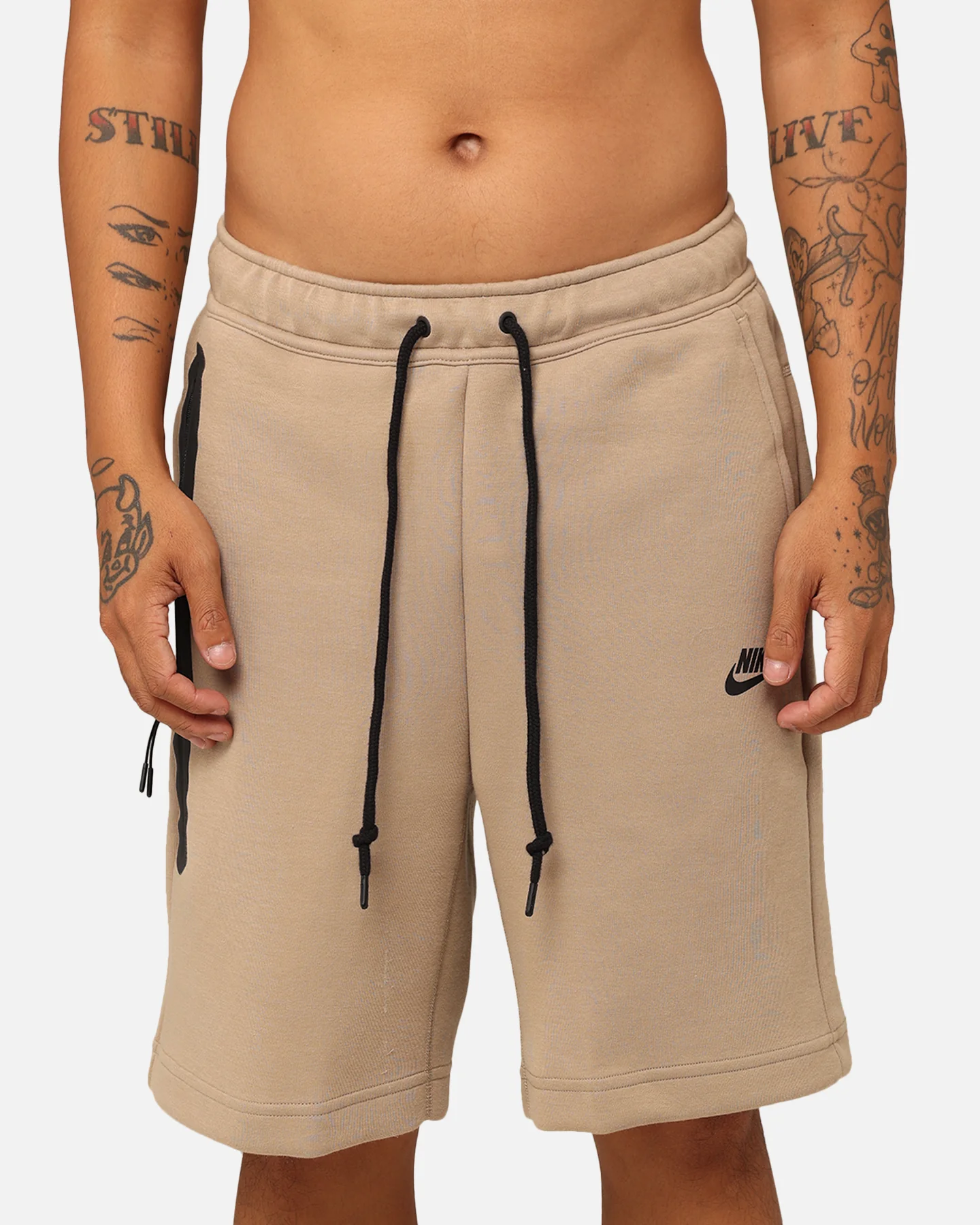 Nike Tech Fleece Shorts Khaki/Black - Image 7