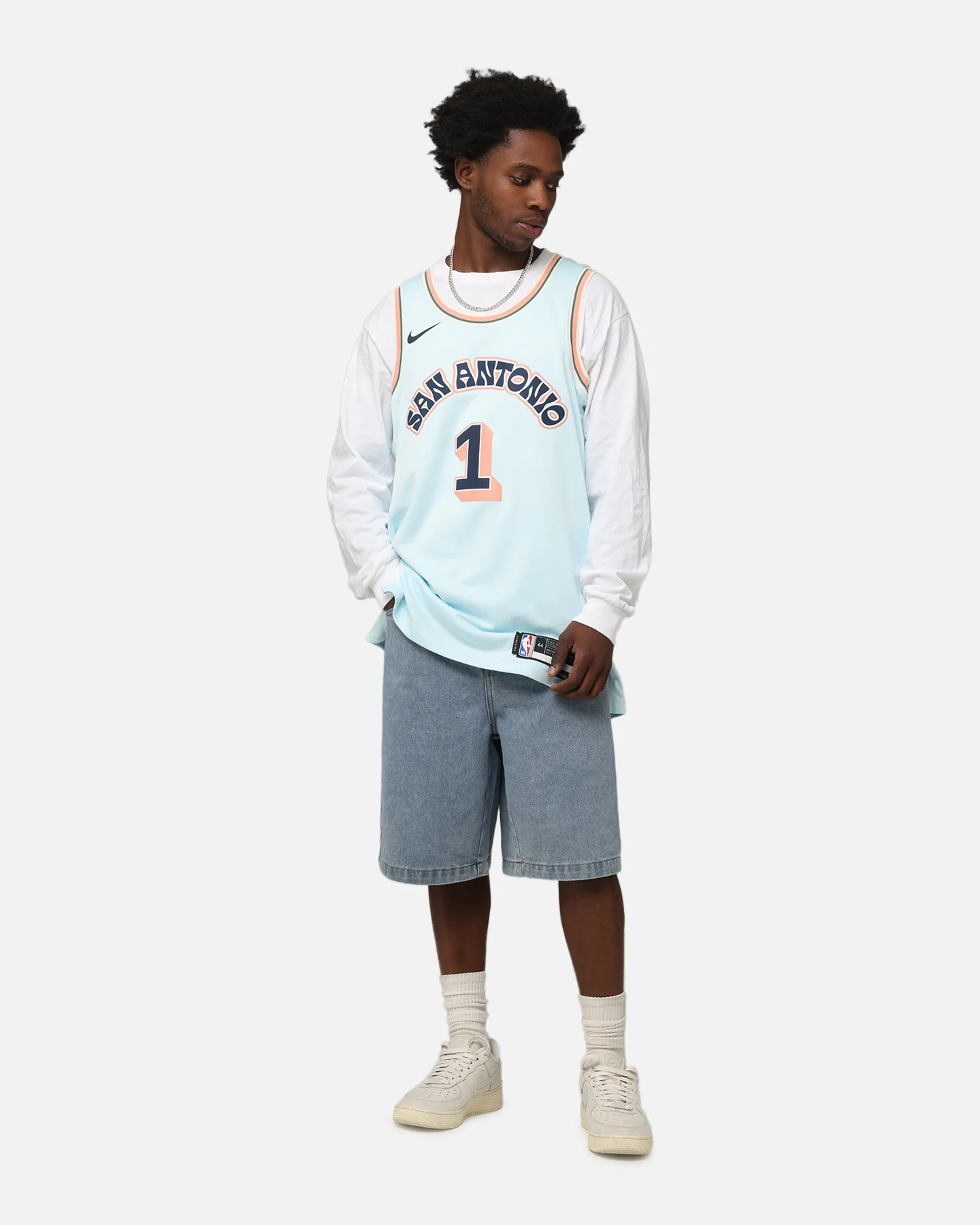 Nike Victor Wembanyama San Antonio Spurs #1 City Edition 2024/25 Nike Dri-Fit NBA Swingman Jersey Blue - Image 3