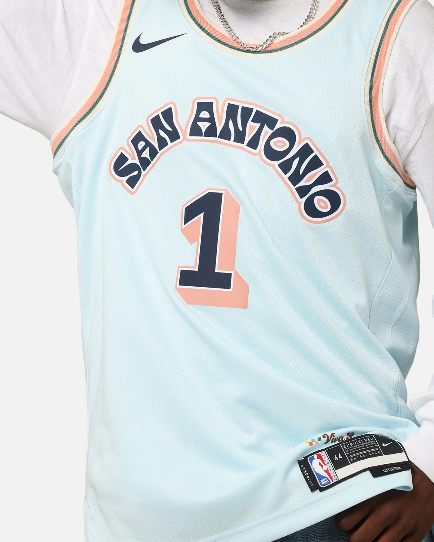 Nike Victor Wembanyama San Antonio Spurs #1 City Edition 2024/25 Nike Dri-Fit NBA Swingman Jersey Blue - Image 7