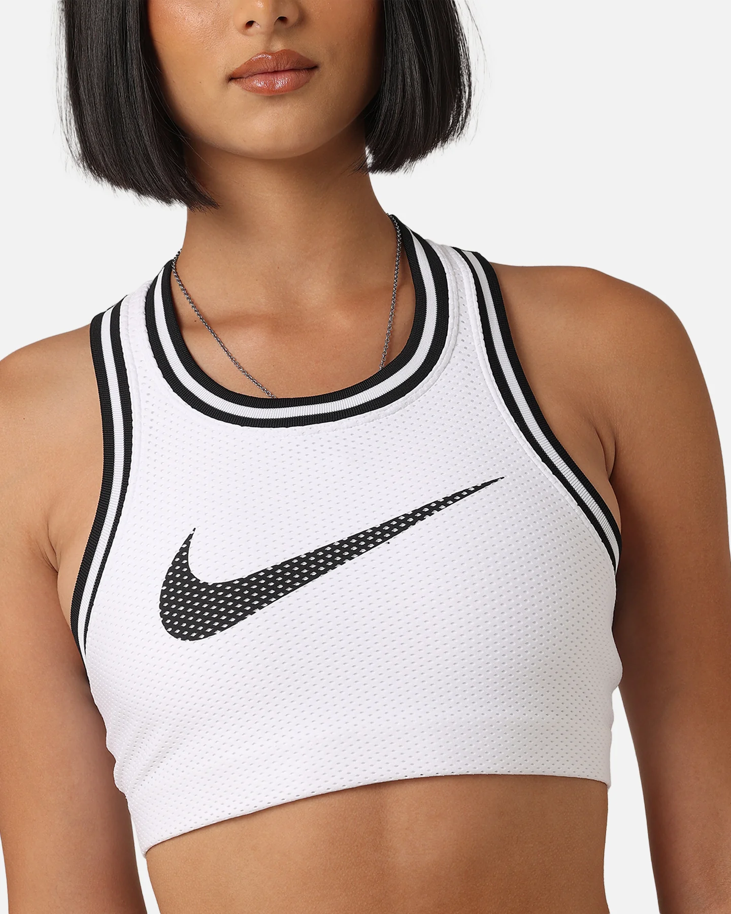 Nike Women's Jersey Sports Bra White/Black - Image 6