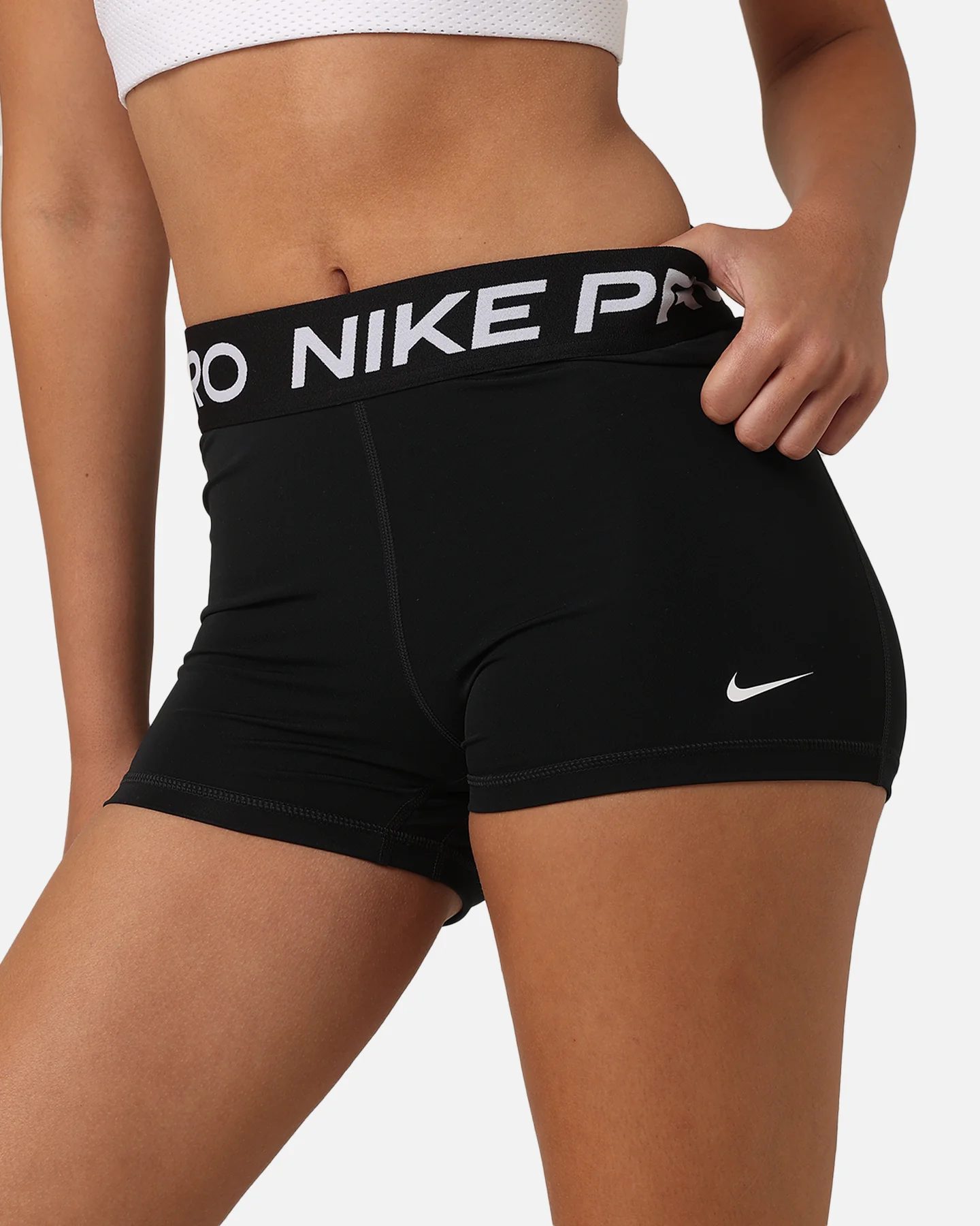 Nike Women's Nike Pro Shorts 3" Black/White - Image 4