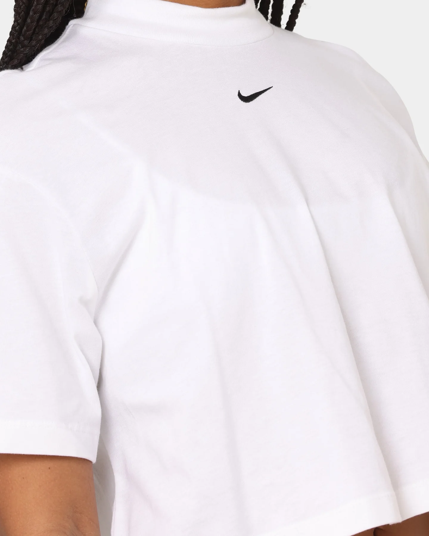 Nike Women's Nike Sportswear Essential Mock Boxy T-Shirt White/Black - Image 7