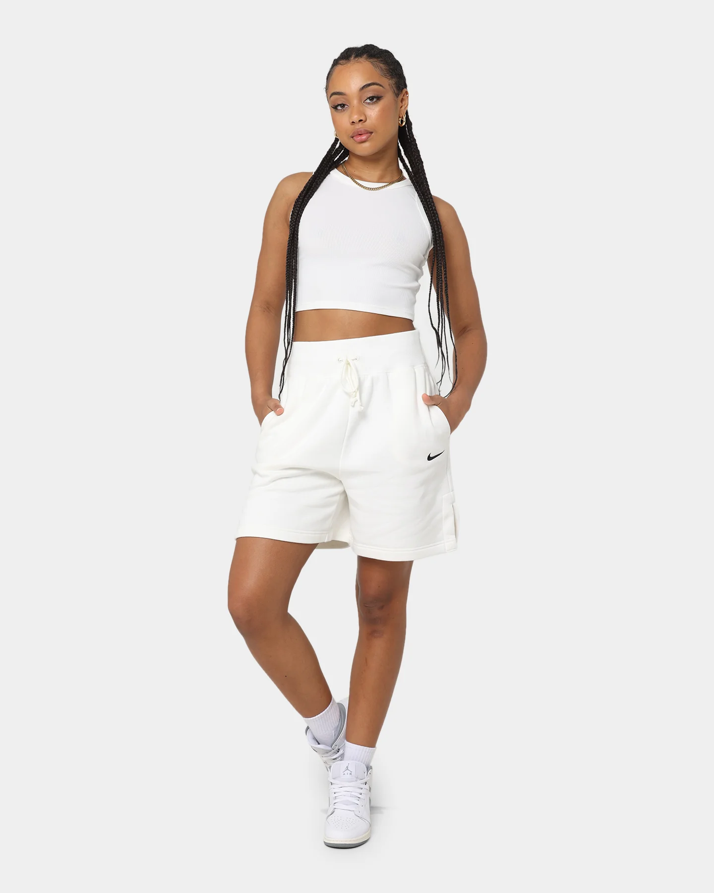 Nike Women's Nike Sportswear Phoenix Fleece High-Waisted Baller Shorts Sail/Black - Image 2