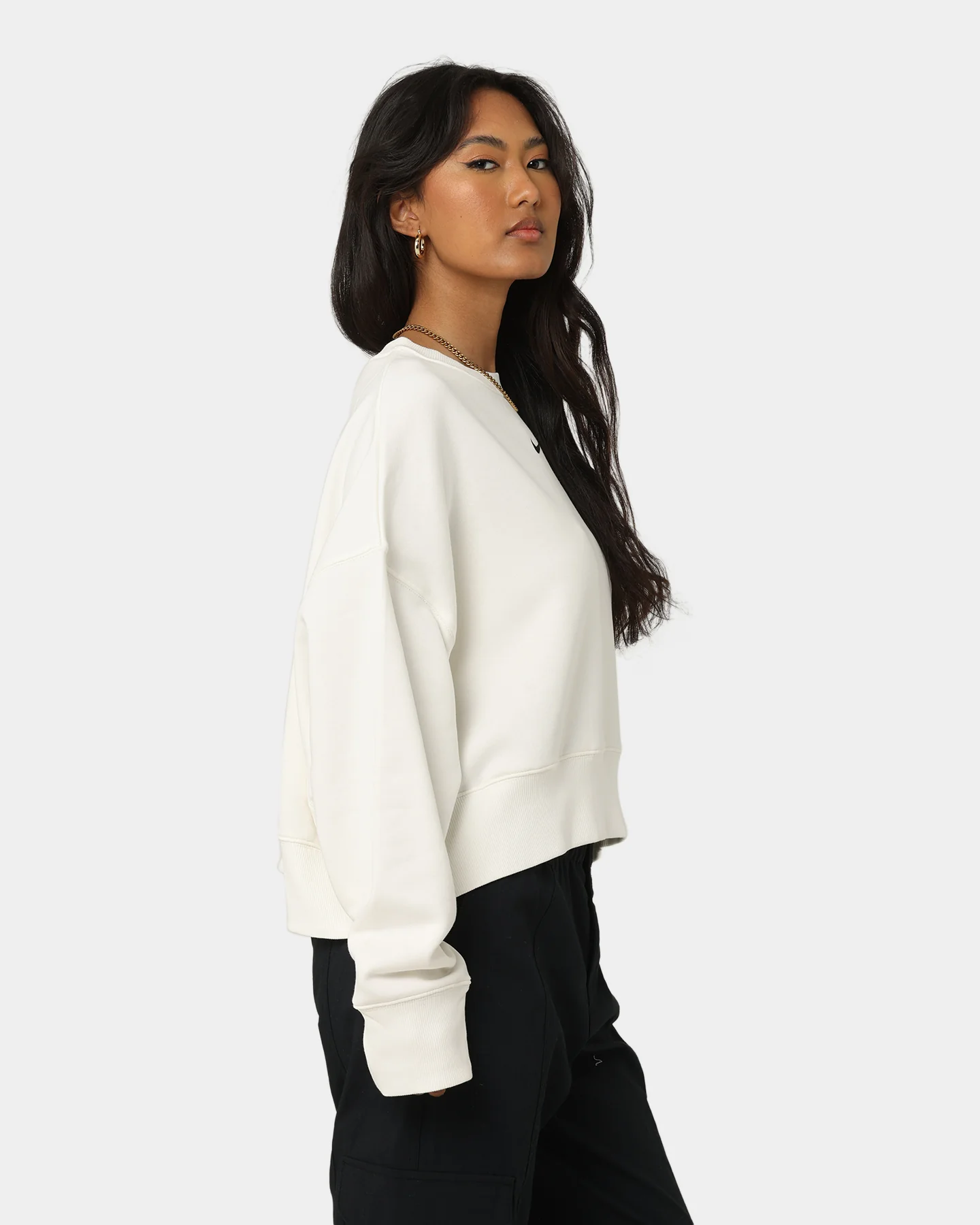 Nike Women's Nike Sportswear Style Fleece Over-Oversized Crewneck Sail/Black - Image 5