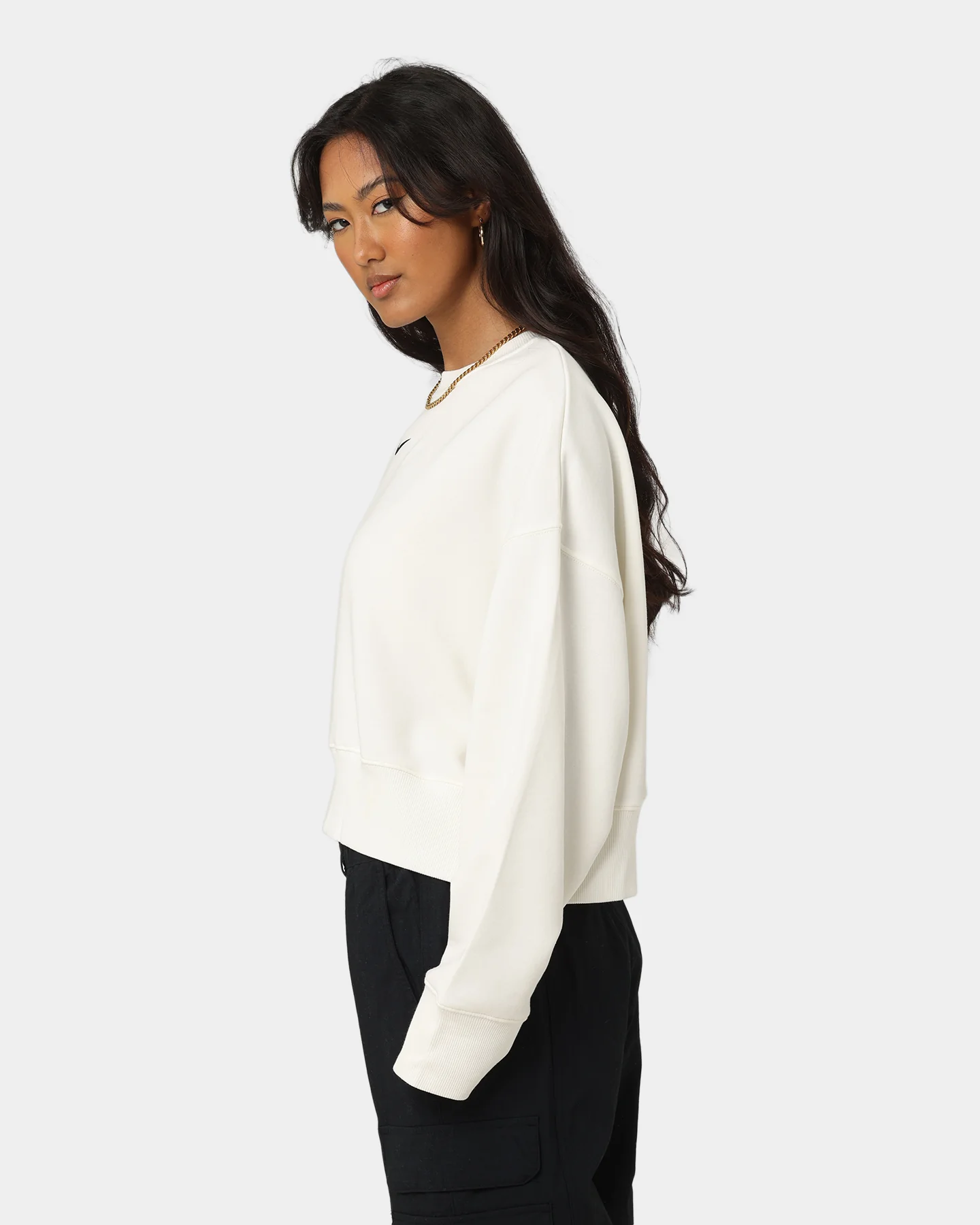 Nike Women's Nike Sportswear Style Fleece Over-Oversized Crewneck Sail/Black - Image 6