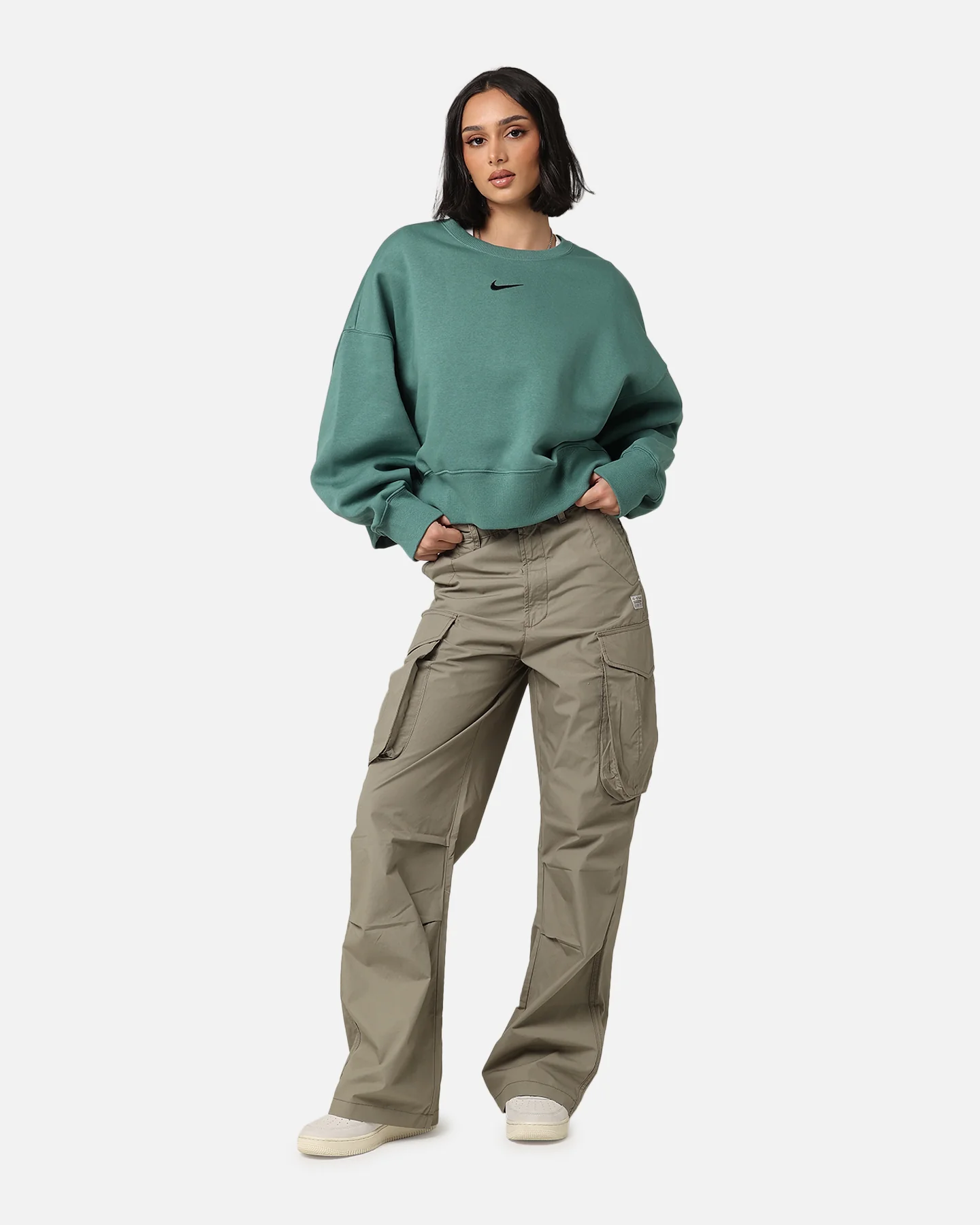 Nike Women's Pheonix Fleece Crewneck Bicoastal/Black - Image 2