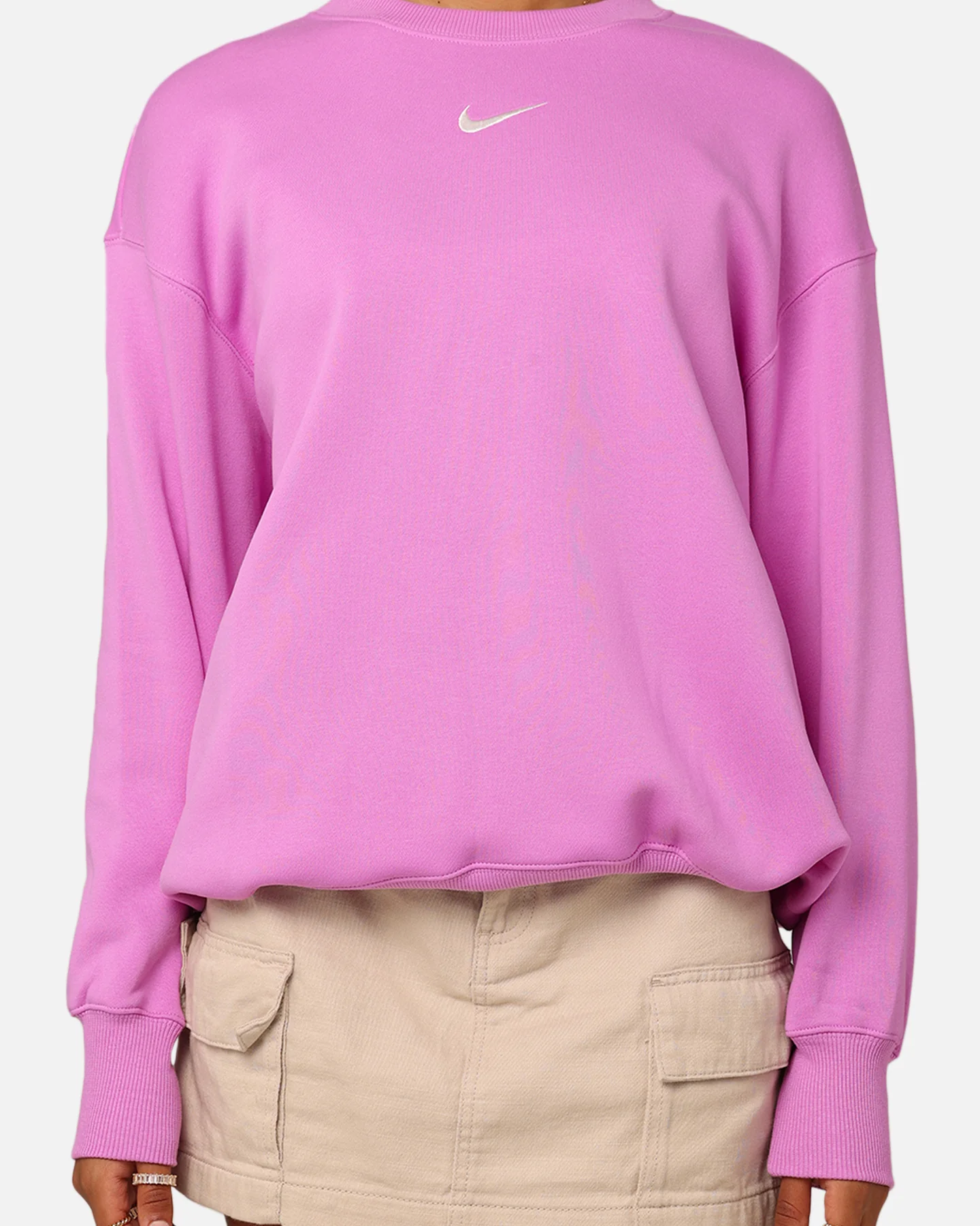 Nike Women's Phoenix Fleece Oversized Crewneck Rush Fuchsia/Sail - Image 3