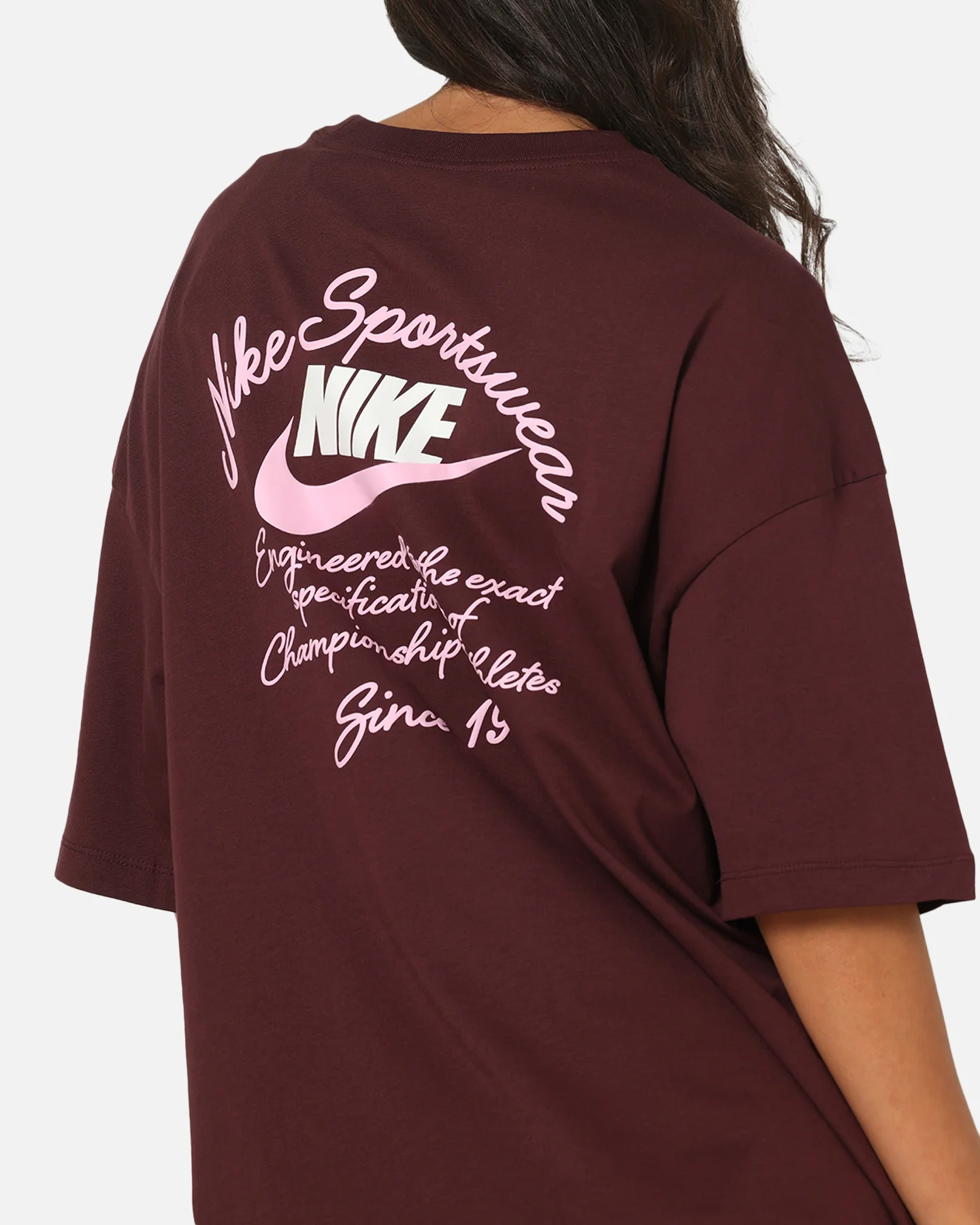 Nike Women's Sportswear Country Club Graphic Oversized T-Shirt Burgundy - Image 7