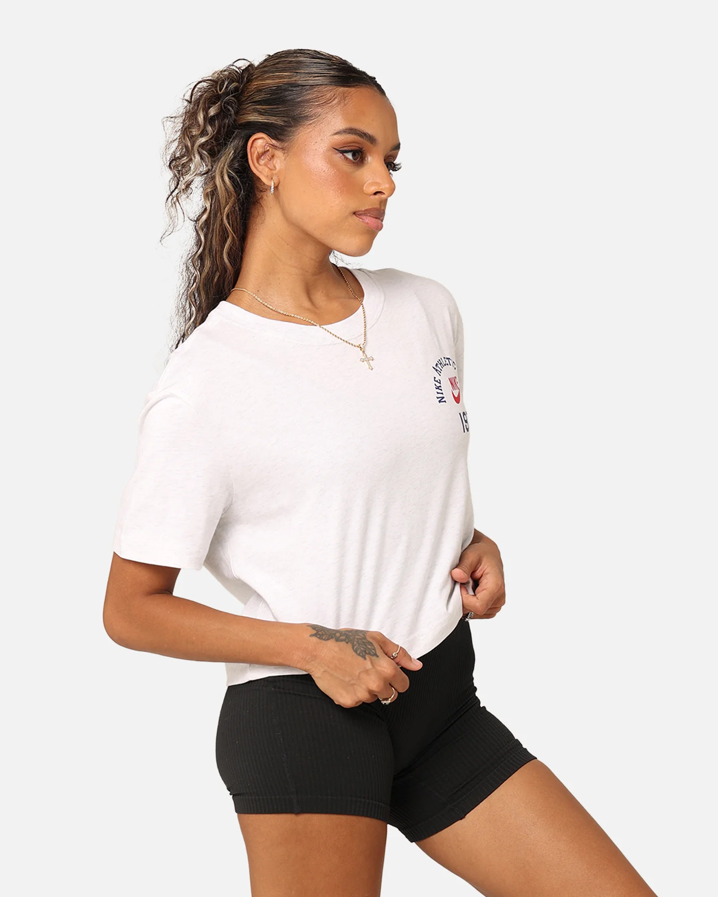 Nike Women's Sportswear Cropped T-Shirt Birch Heather - Image 5