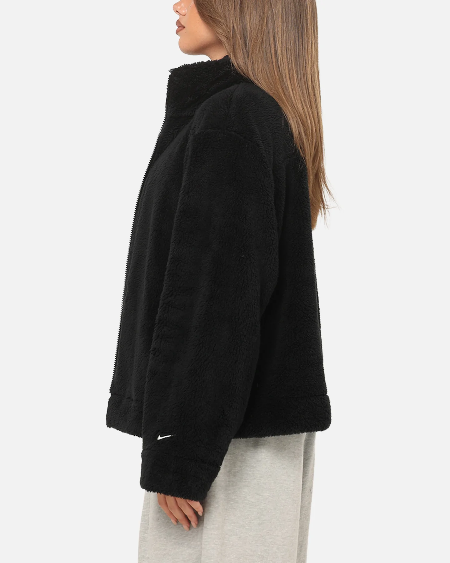 Nike Women's Sportswear Essential High-Pile Fleece Jacket Black/Sail - Image 5