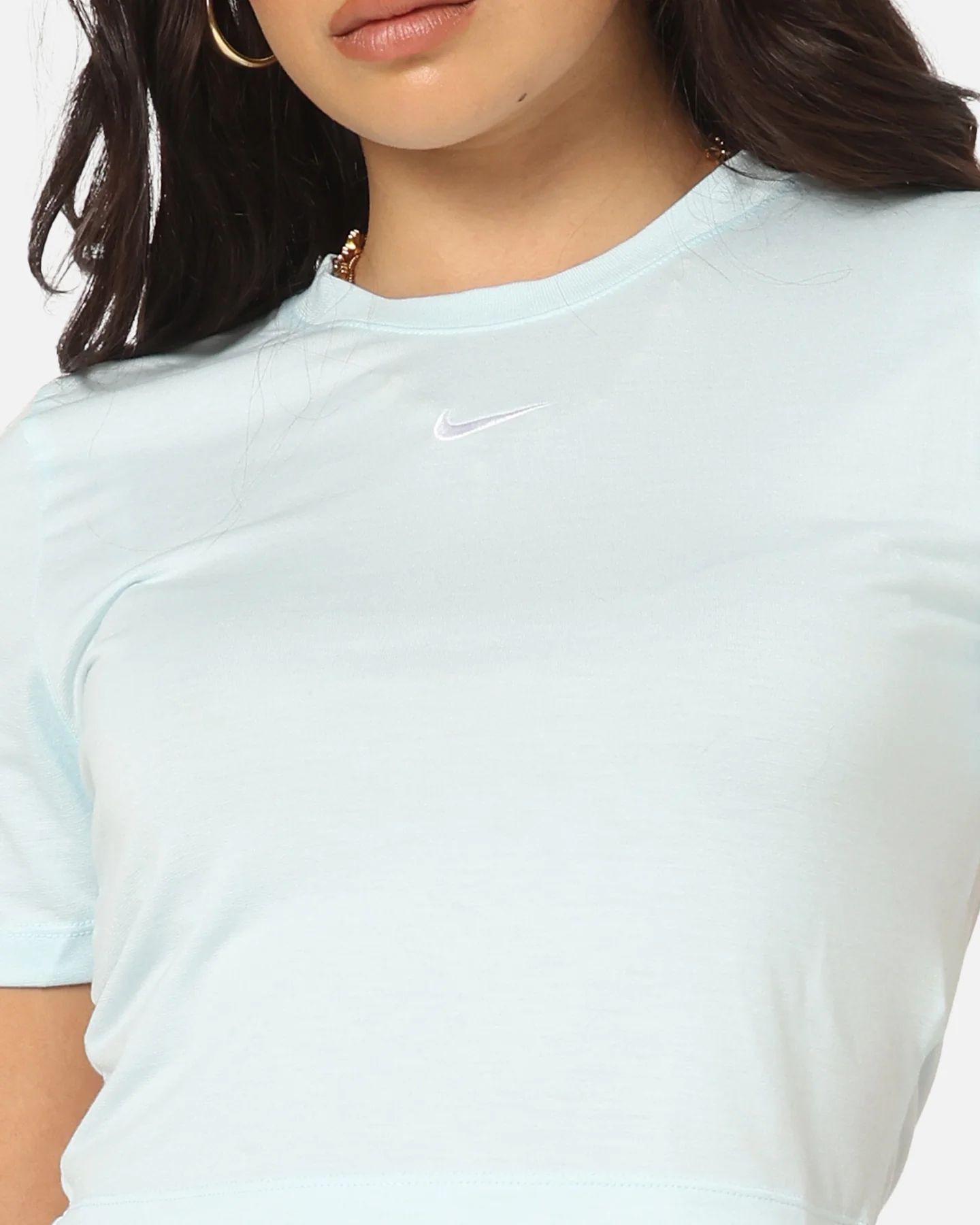 Nike Women's Sportswear Essential Slim Cropped T-Shirt Glacier Blue/White - Image 6