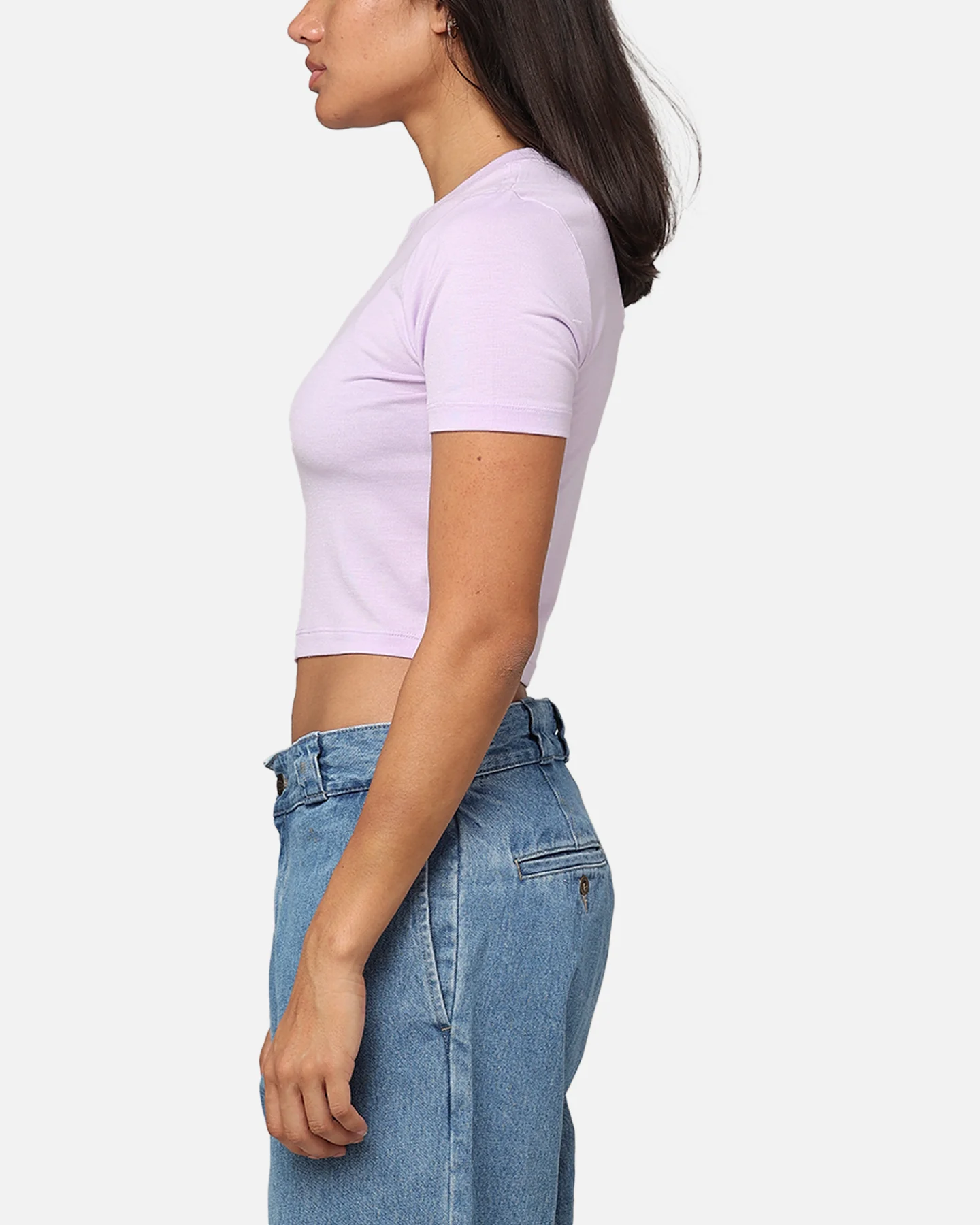 Nike Women's Sportswear Essential Slim Cropped T-Shirt Violet Mist/White - Image 5