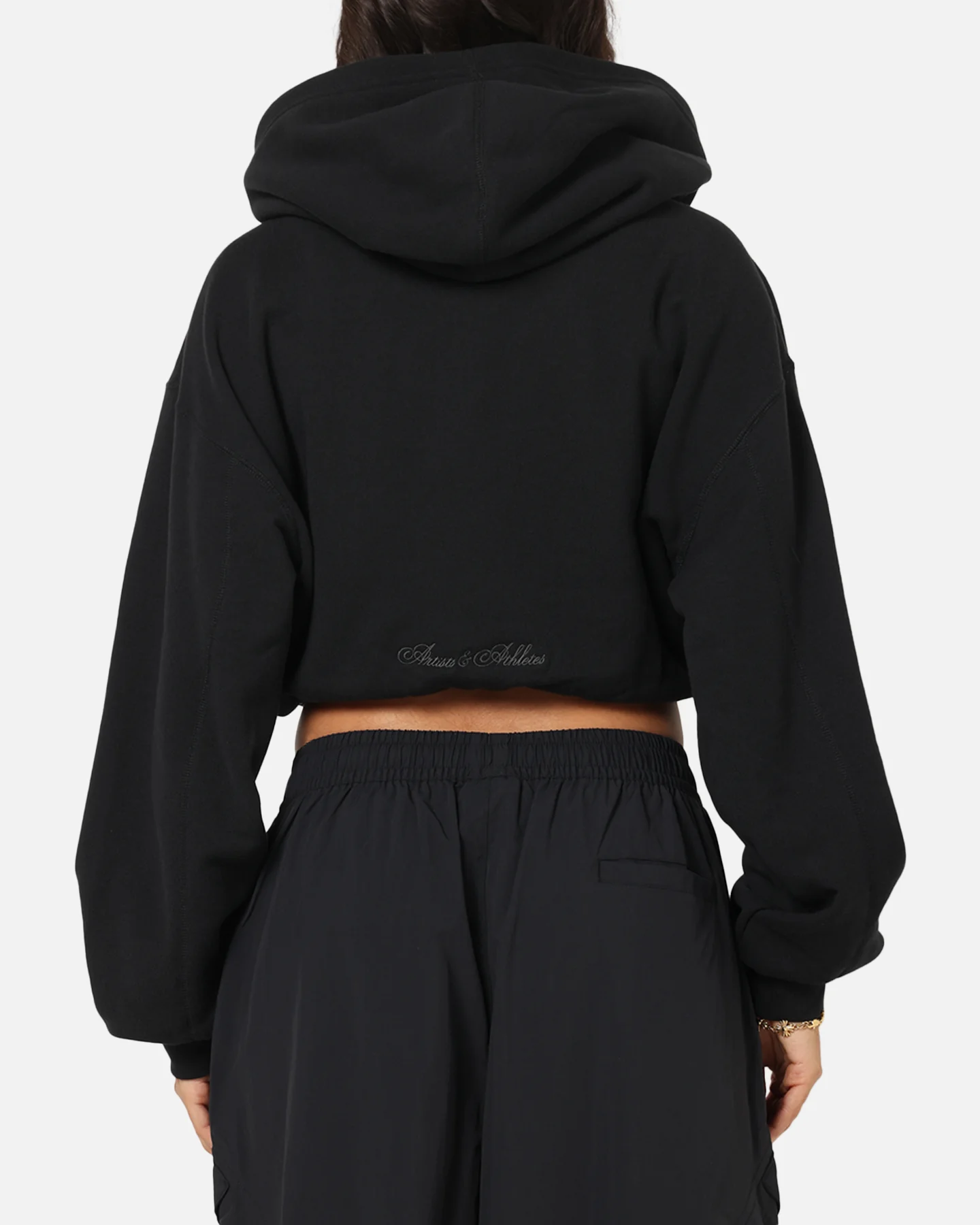 Nike Women's Sportswear Full-Zip Cropped French Terry Hoodie Black - Image 3