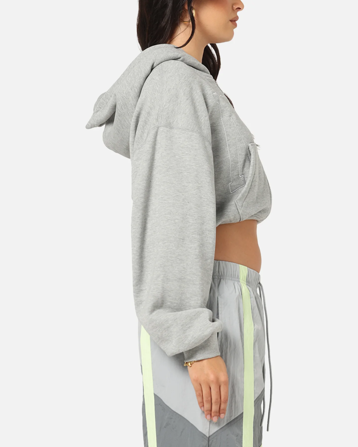 Nike Women's Sportswear Full-Zip Cropped French Terry Hoodie Grey - Image 4