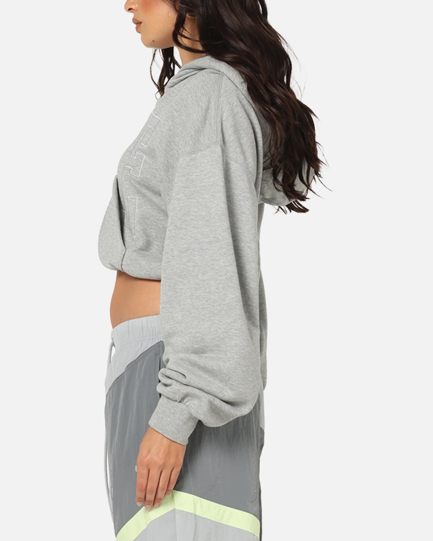 Nike Women's Sportswear Full-Zip Cropped French Terry Hoodie Grey - Image 5