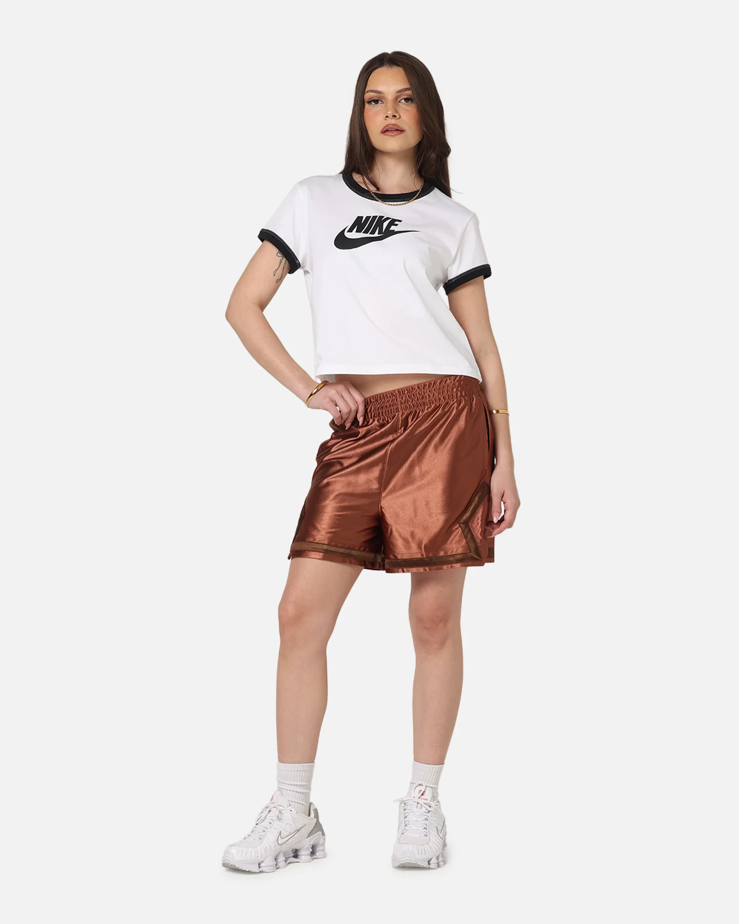 Nike Women's Sportswear Graphic Ringer T-Shirt White/Black - Image 2