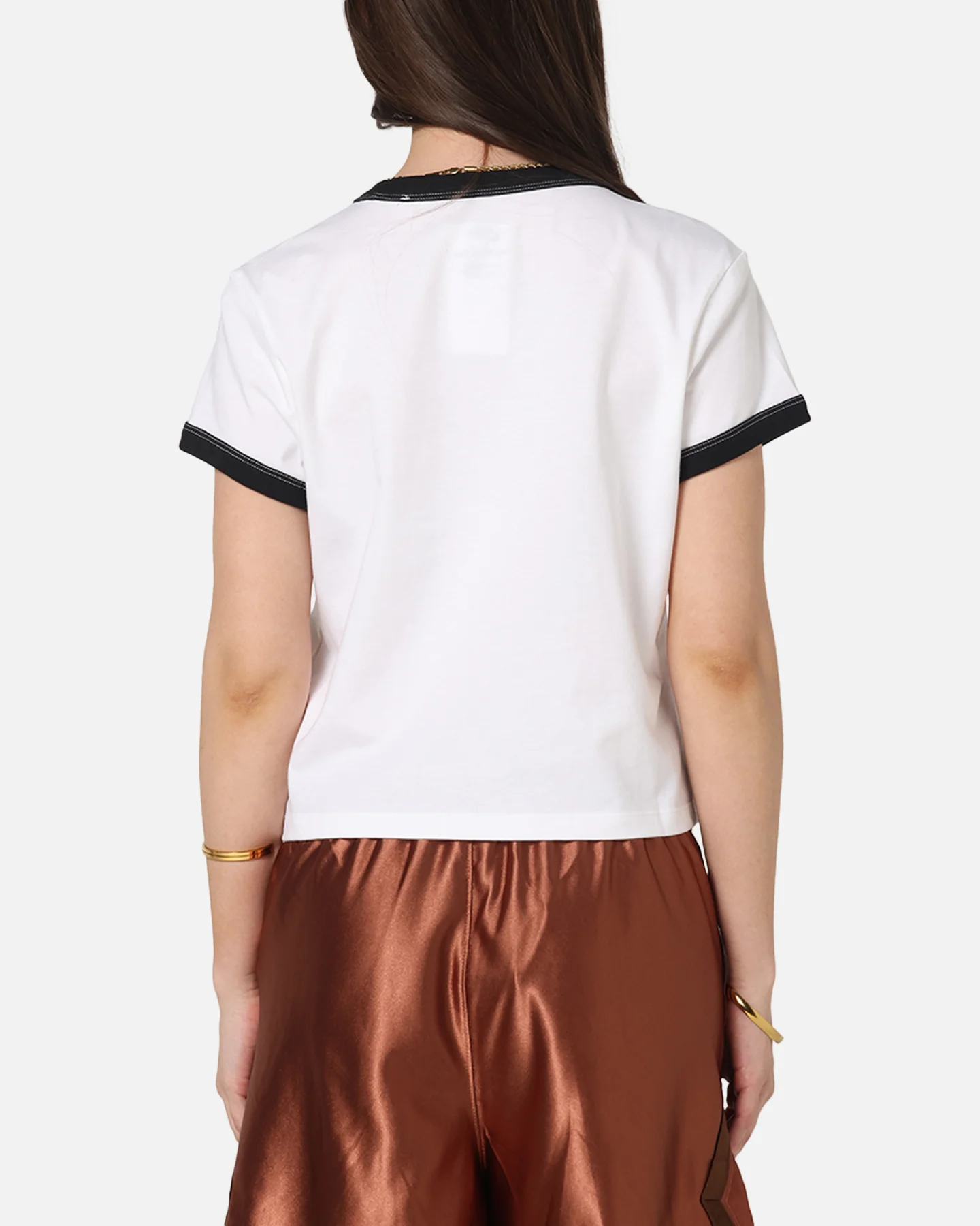 Nike Women's Sportswear Graphic Ringer T-Shirt White/Black - Image 3