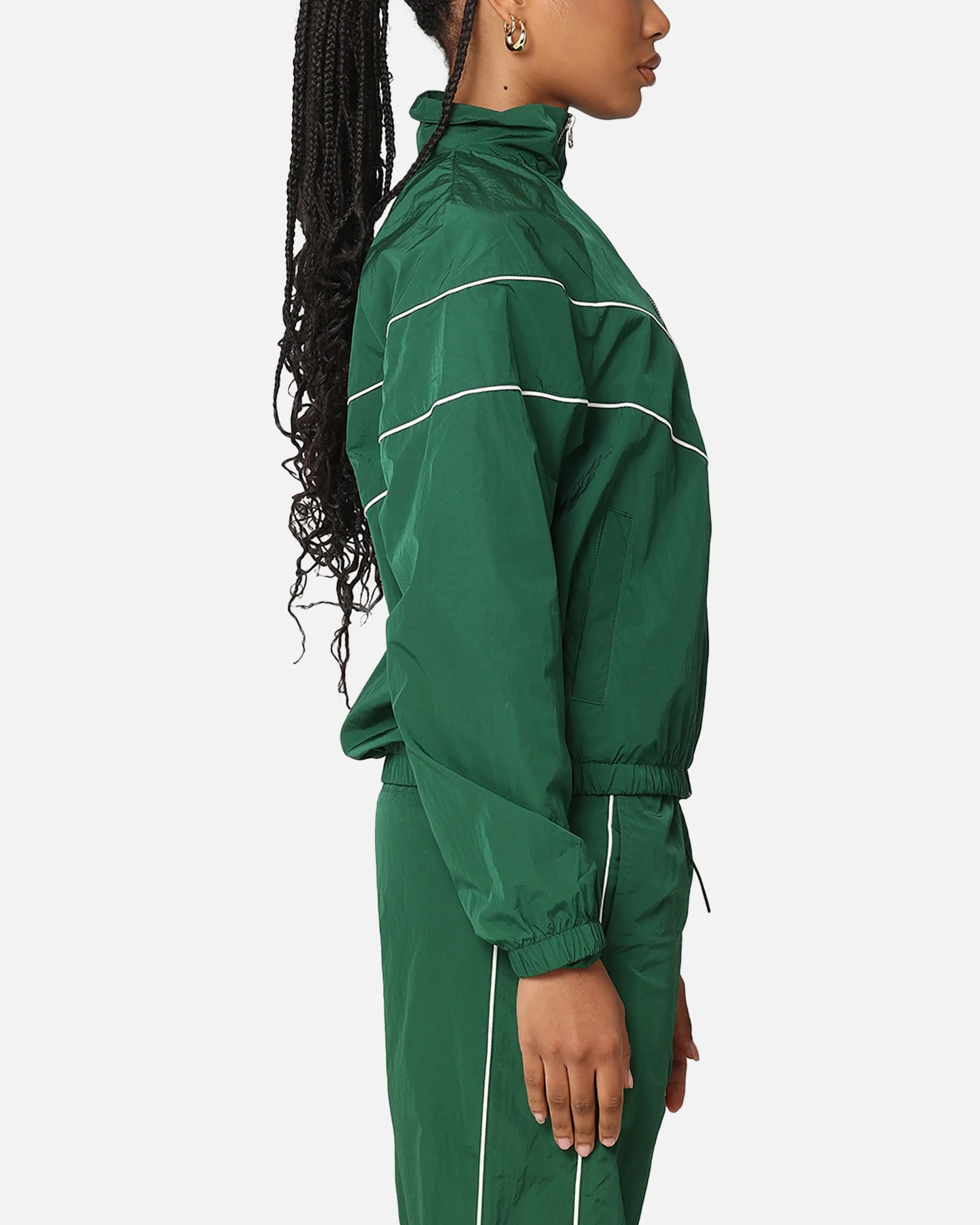 Nike Women's Sportswear Loose UV Woven Full-Zip Jacket Gorge Green/Sail - Image 4