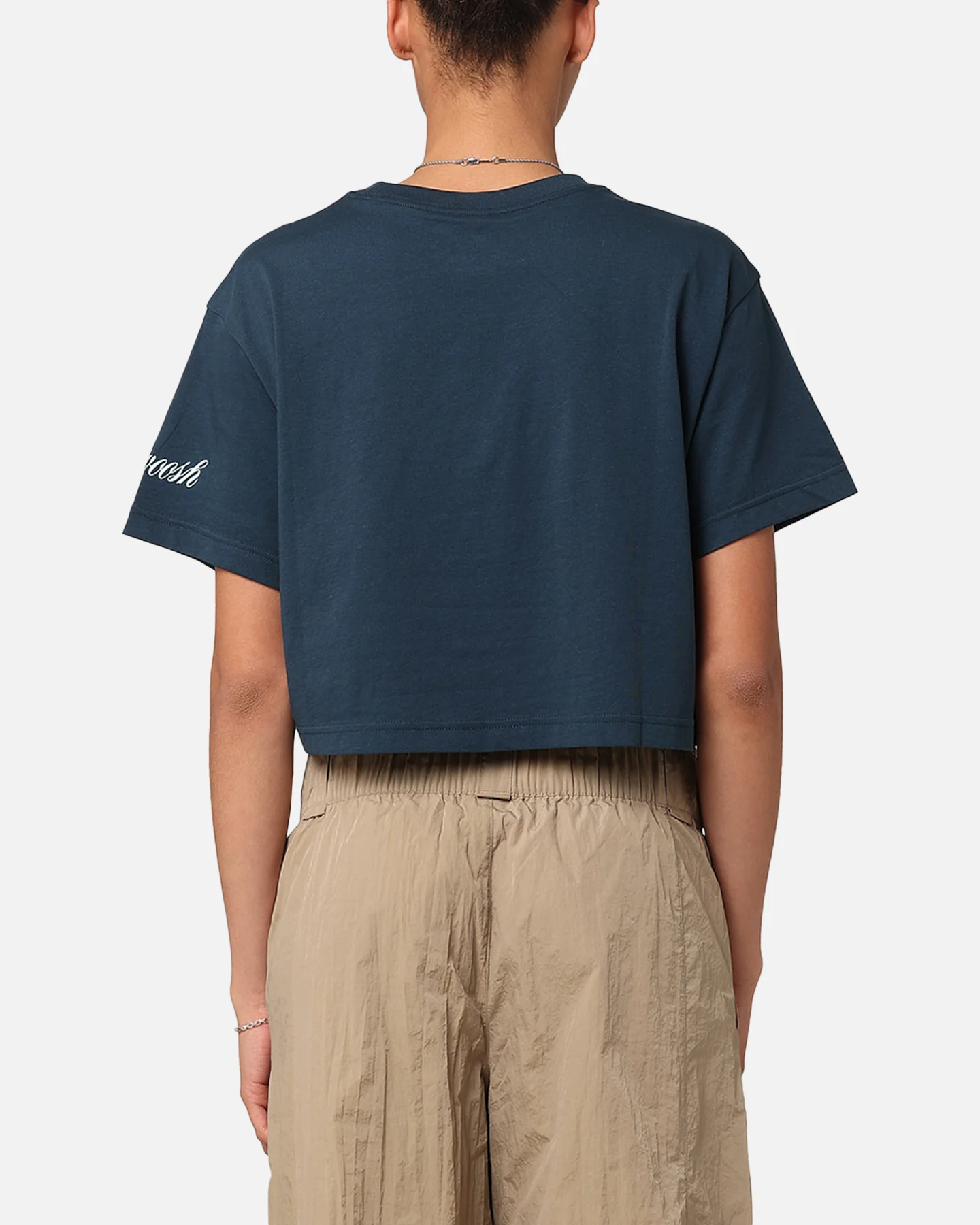 Nike Women's Sportswear Loose Varsity Cropped T-Shirt Armory Navy - Image 3