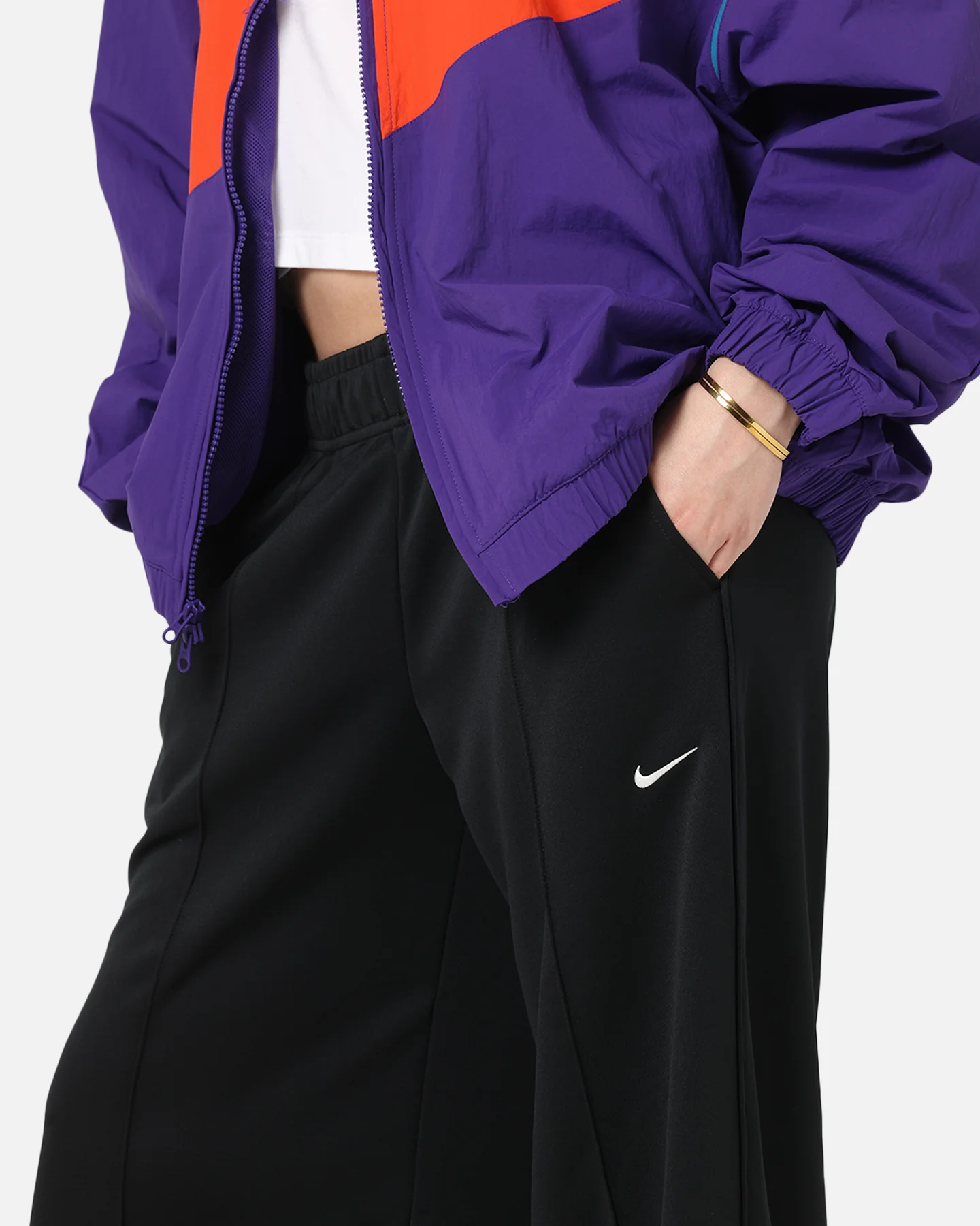 Nike Women's Sportswear Mid-Rise Wide-Leg Track Pants Black/Black/Sail - Image 3