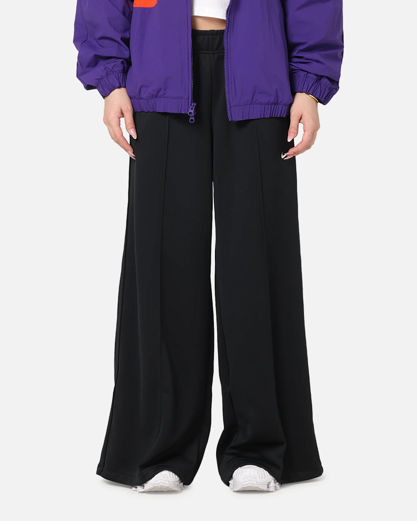 Nike Women's Sportswear Mid-Rise Wide-Leg Track Pants Black/Black/Sail - Image 5