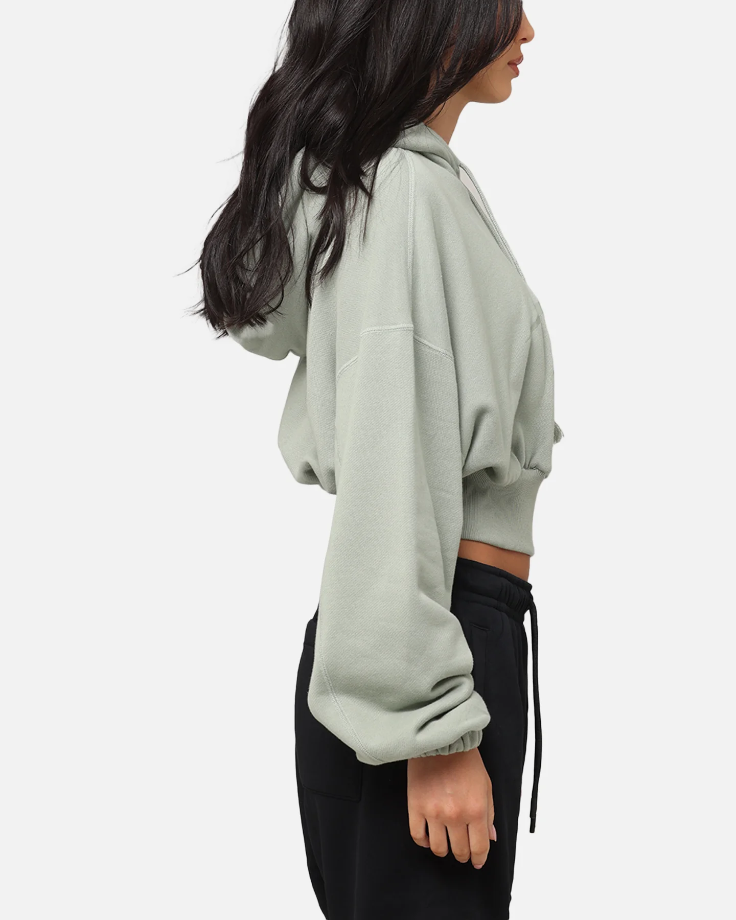 Nike Women's Sportswear Oversized Cropped Fleece Pullover Hoodie Jade Horizon - Image 4