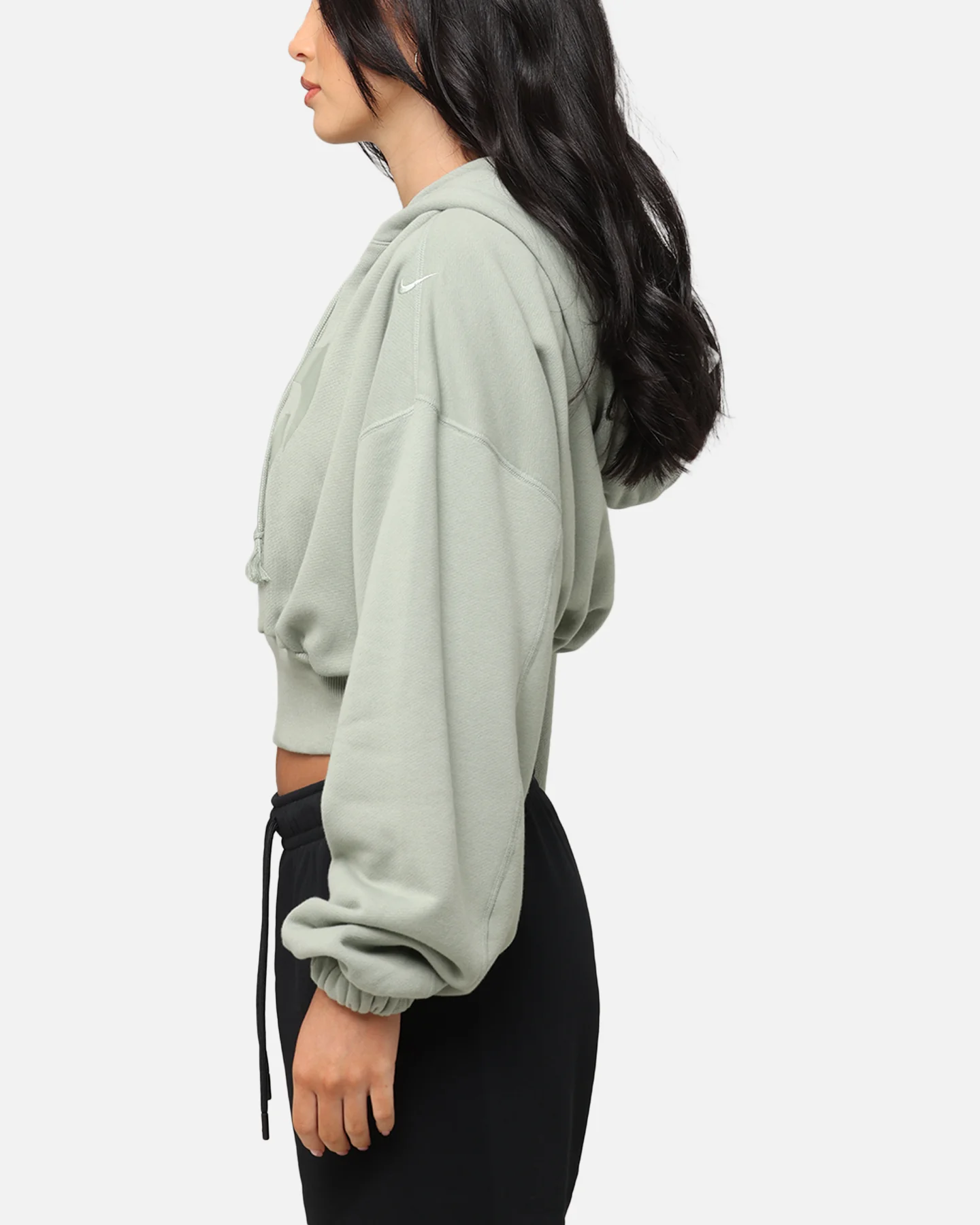 Nike Women's Sportswear Oversized Cropped Fleece Pullover Hoodie Jade Horizon - Image 5