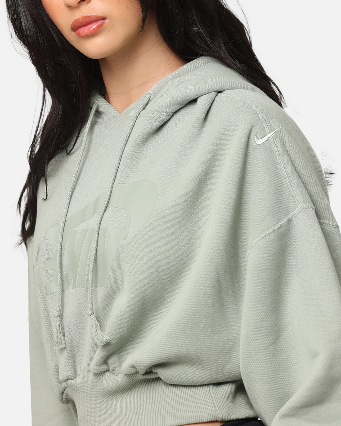 Nike Women's Sportswear Oversized Cropped Fleece Pullover Hoodie Jade Horizon - Image 6