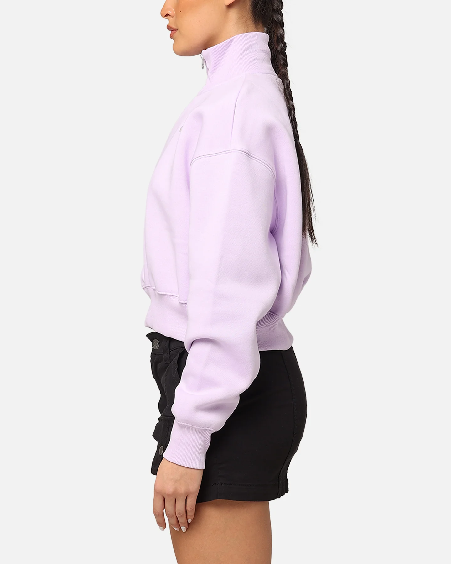 Nike Women's Sportswear Pheonix Fleece Cropped Half Zip Sweatshirt Violet Mist/Sail - Image 5