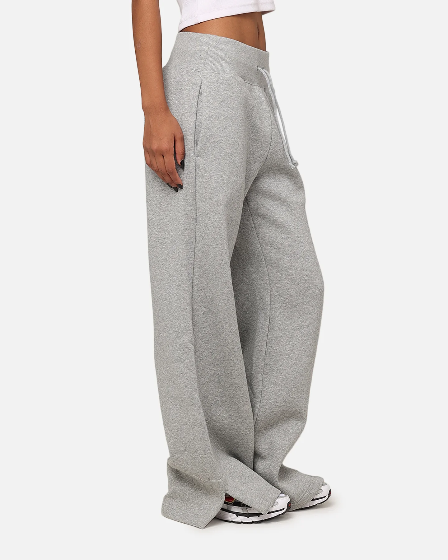 Nike Women's Sportswear Pheonix Fleece High Waisted Wide Leg Sweat Pants Dark Grey Heather - Image 5