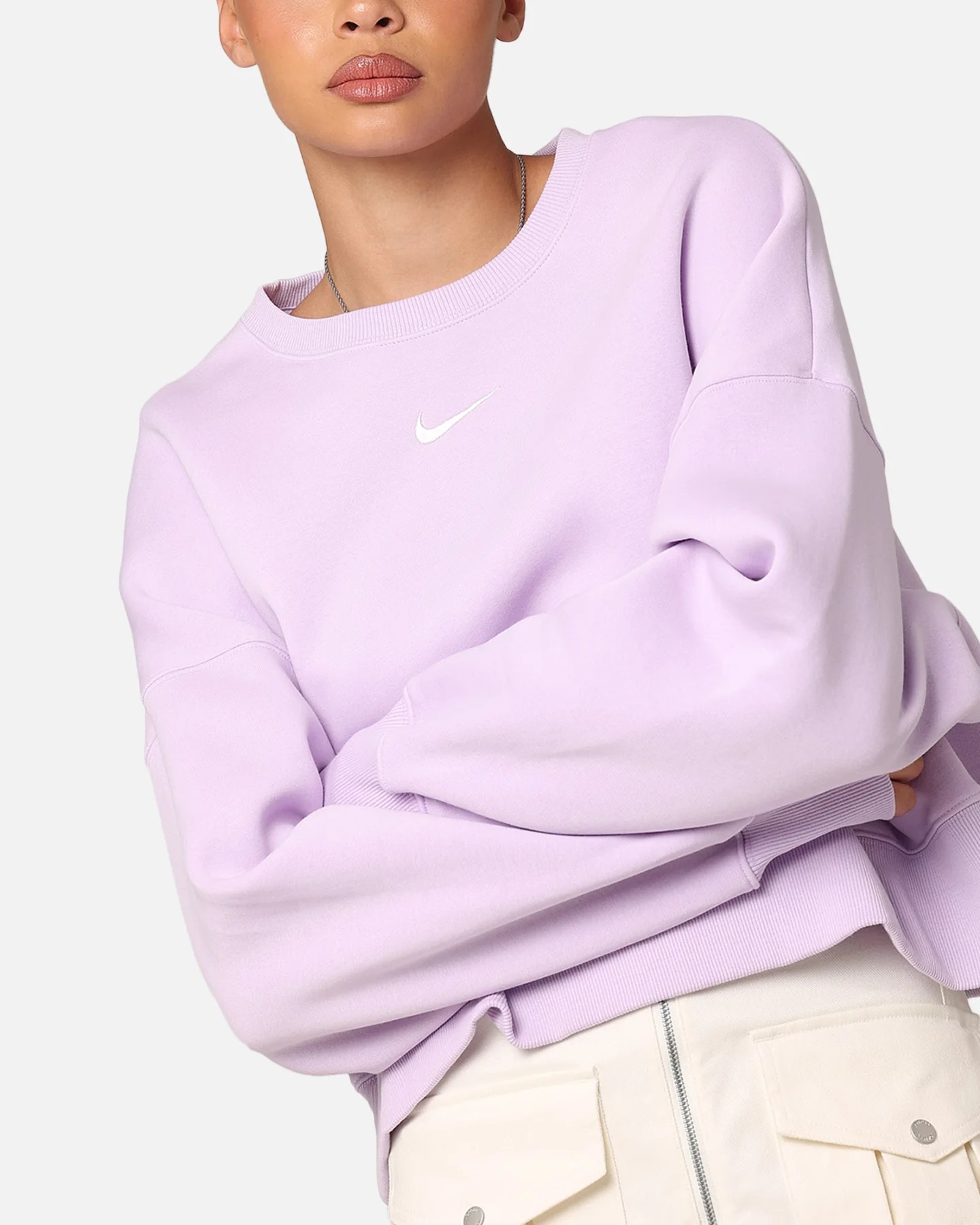 Nike Women's Sportswear Pheonix Fleece Oversized Crewneck Violet Mist/Sail - Image 6
