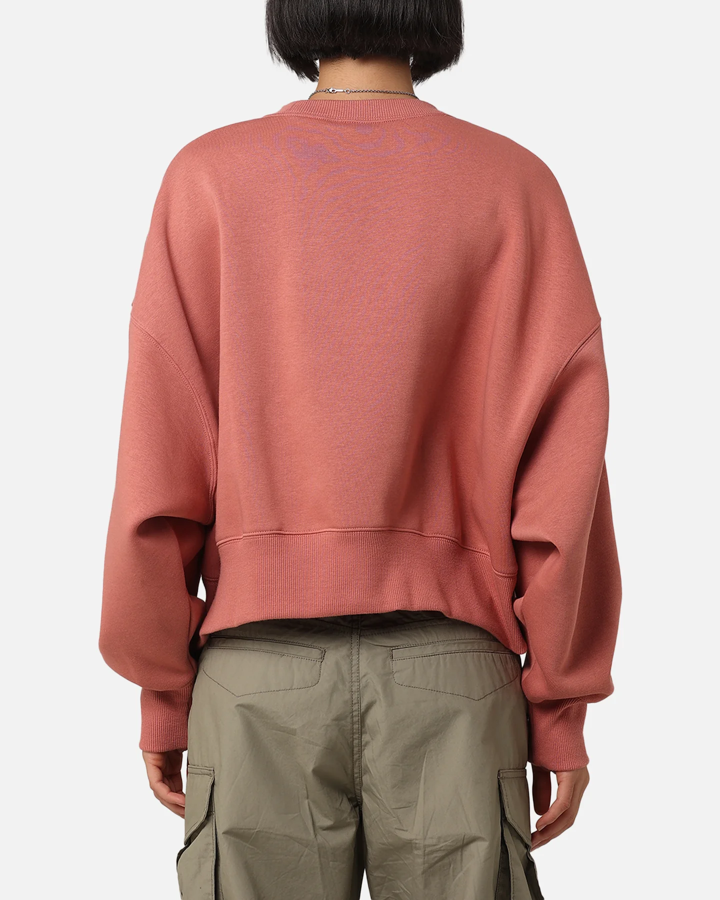 Nike Women's Sportswear Pheonix Fleece Oversized Logo Crewneck Canyon Pink/Light Orewood Brown - Image 3