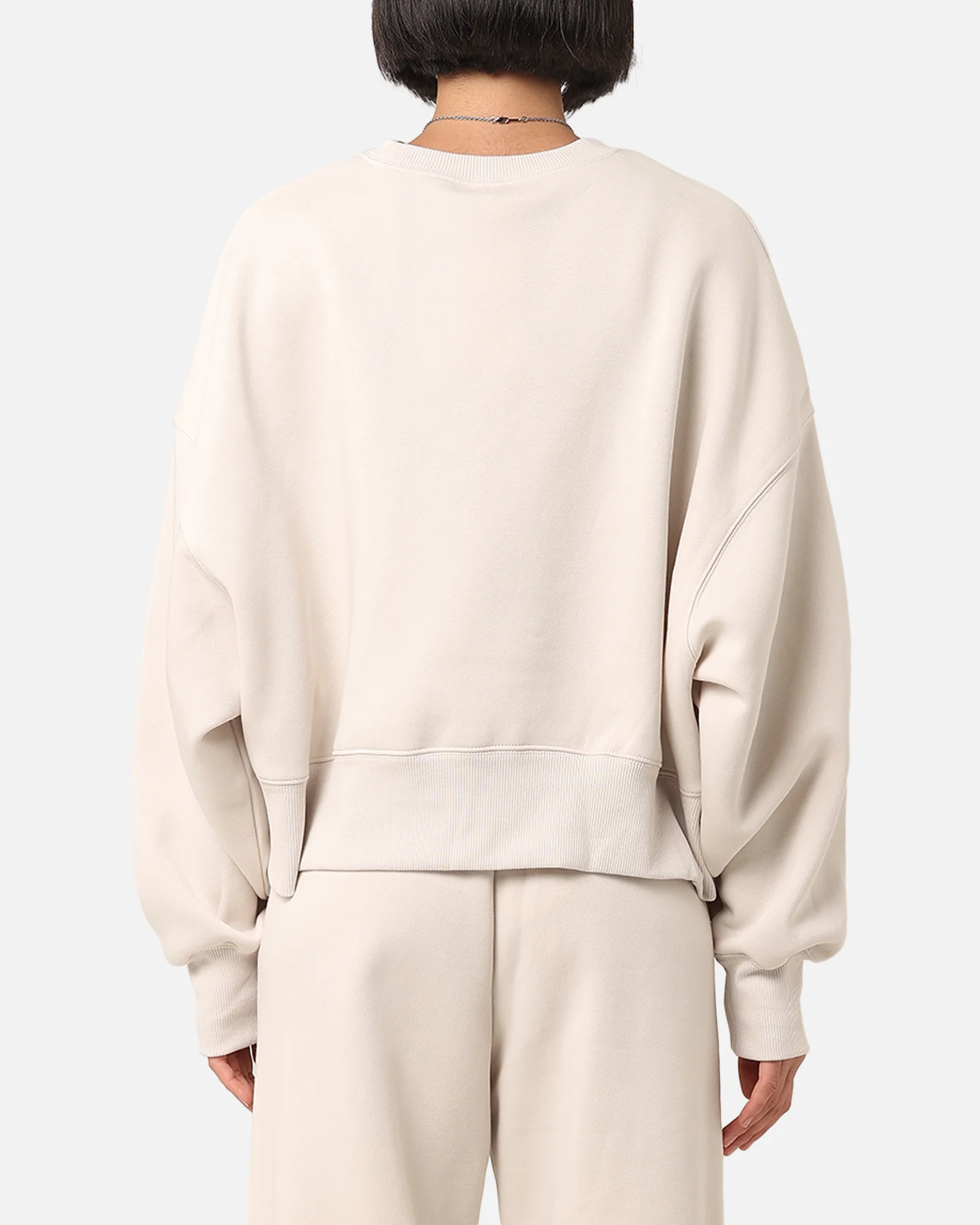 Nike Women's Sportswear Pheonix Fleece Oversized Logo Crewneck Light Orewood Brown/White - Image 3