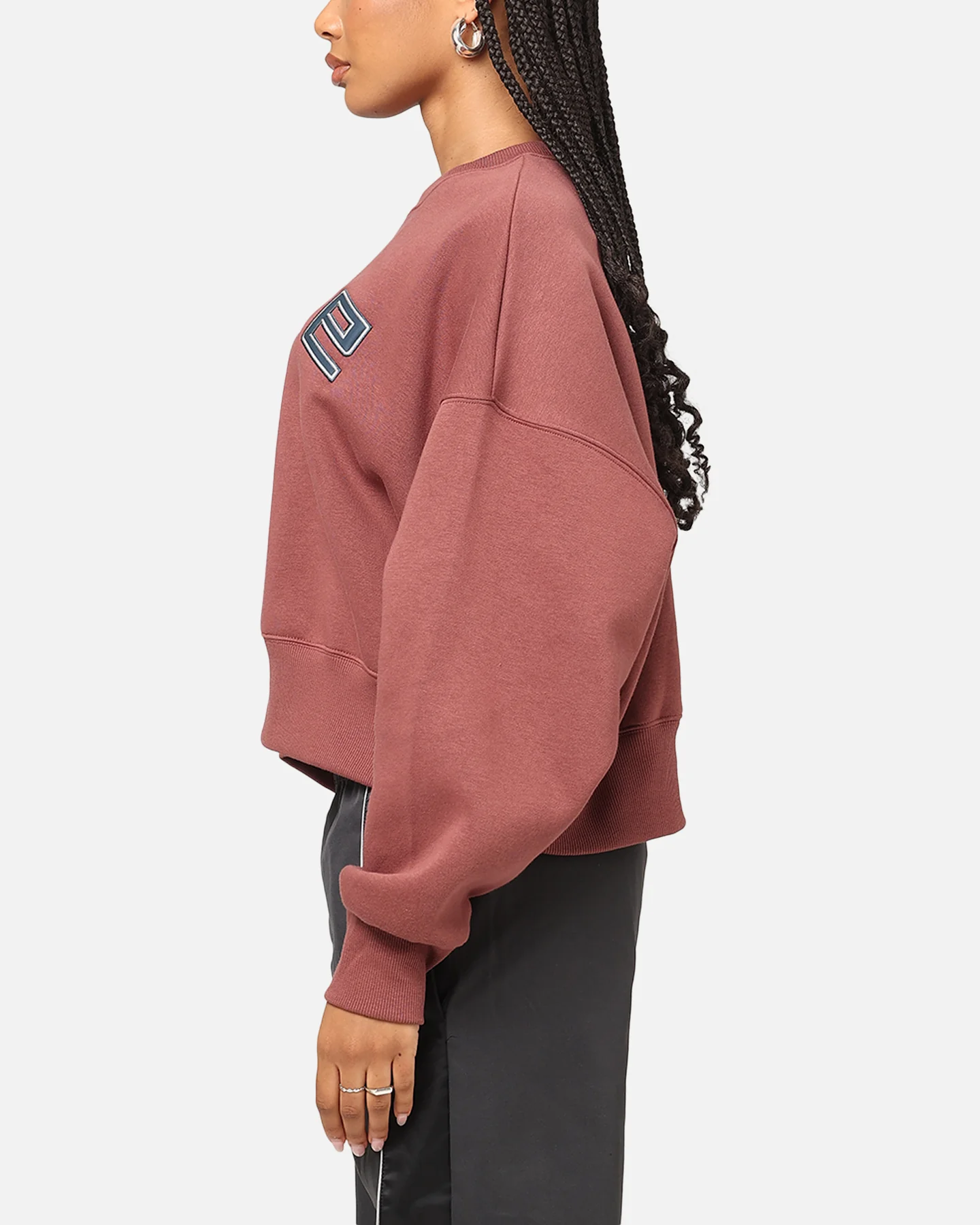 Nike Women's Sportswear Pheonix Fleece Oversized Logo Crewneck Red Sepia/Platinum Violet - Image 5