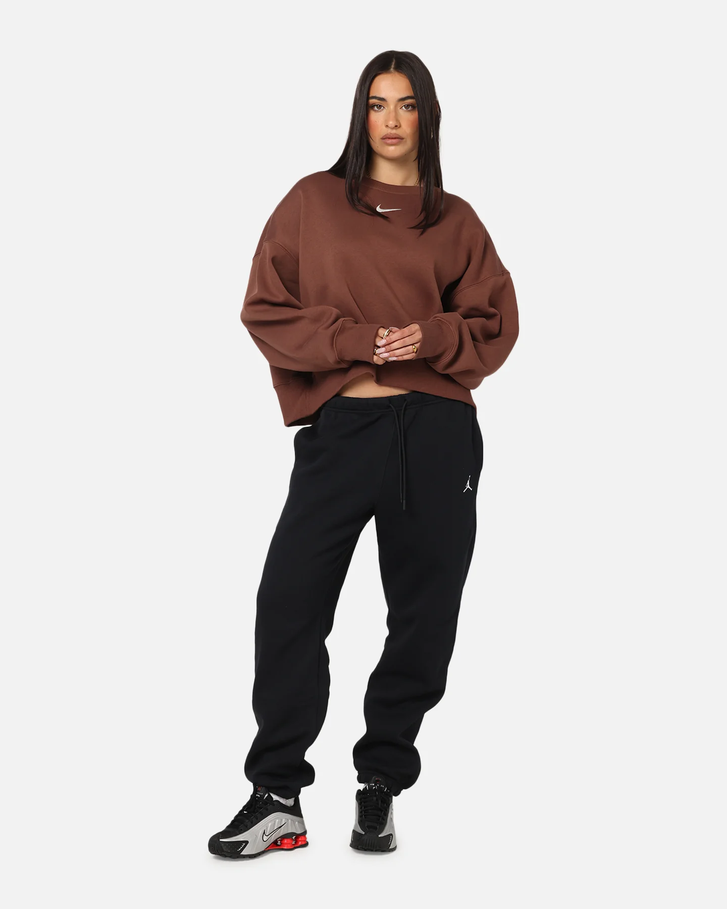 Nike Women's Sportswear Phoenix Fleece Crewneck Archaeo Brown/Sail - Image 2