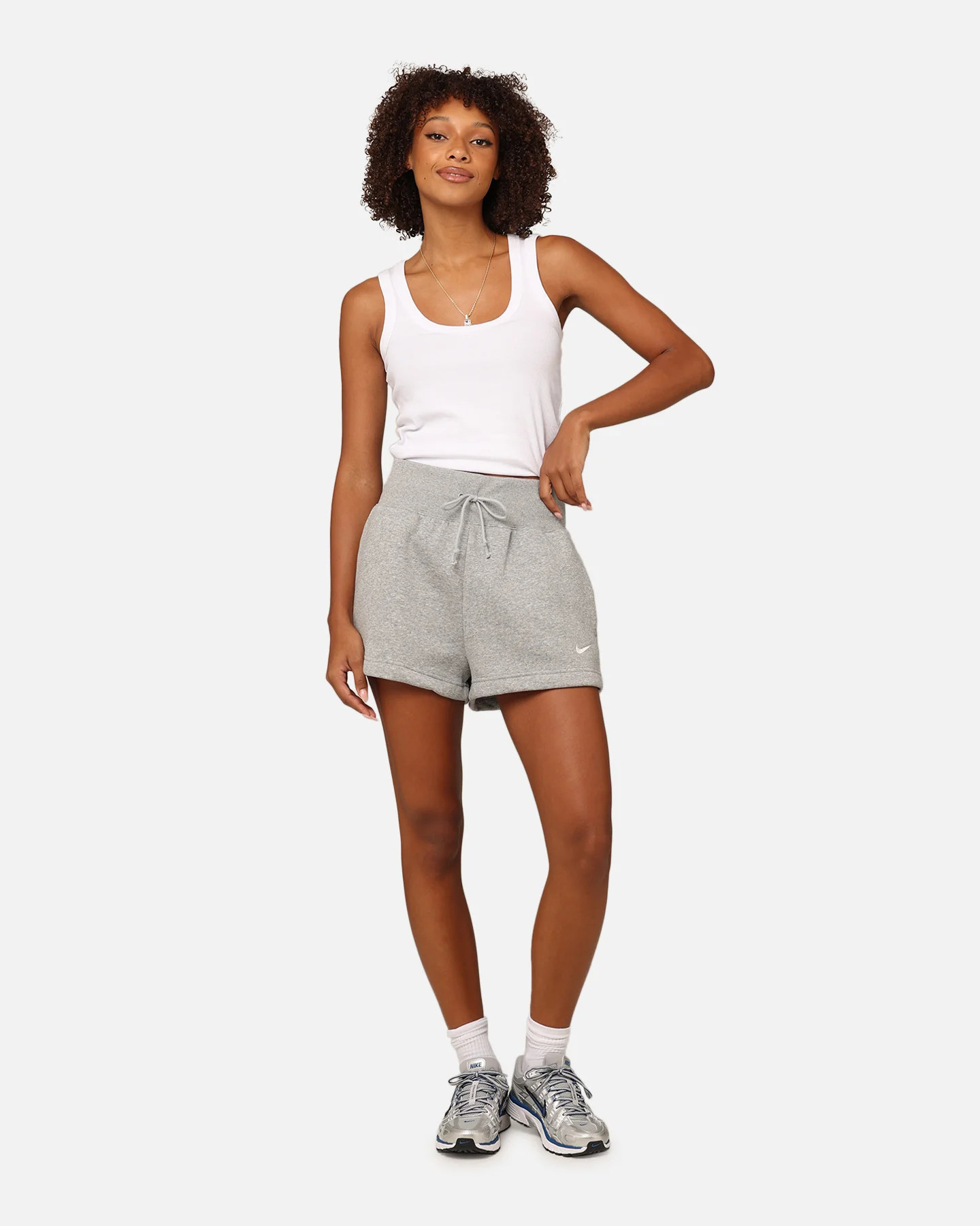 Nike Women's Sportswear Phoenix Fleece High Rise Shorts Dark Grey Heather - Image 2