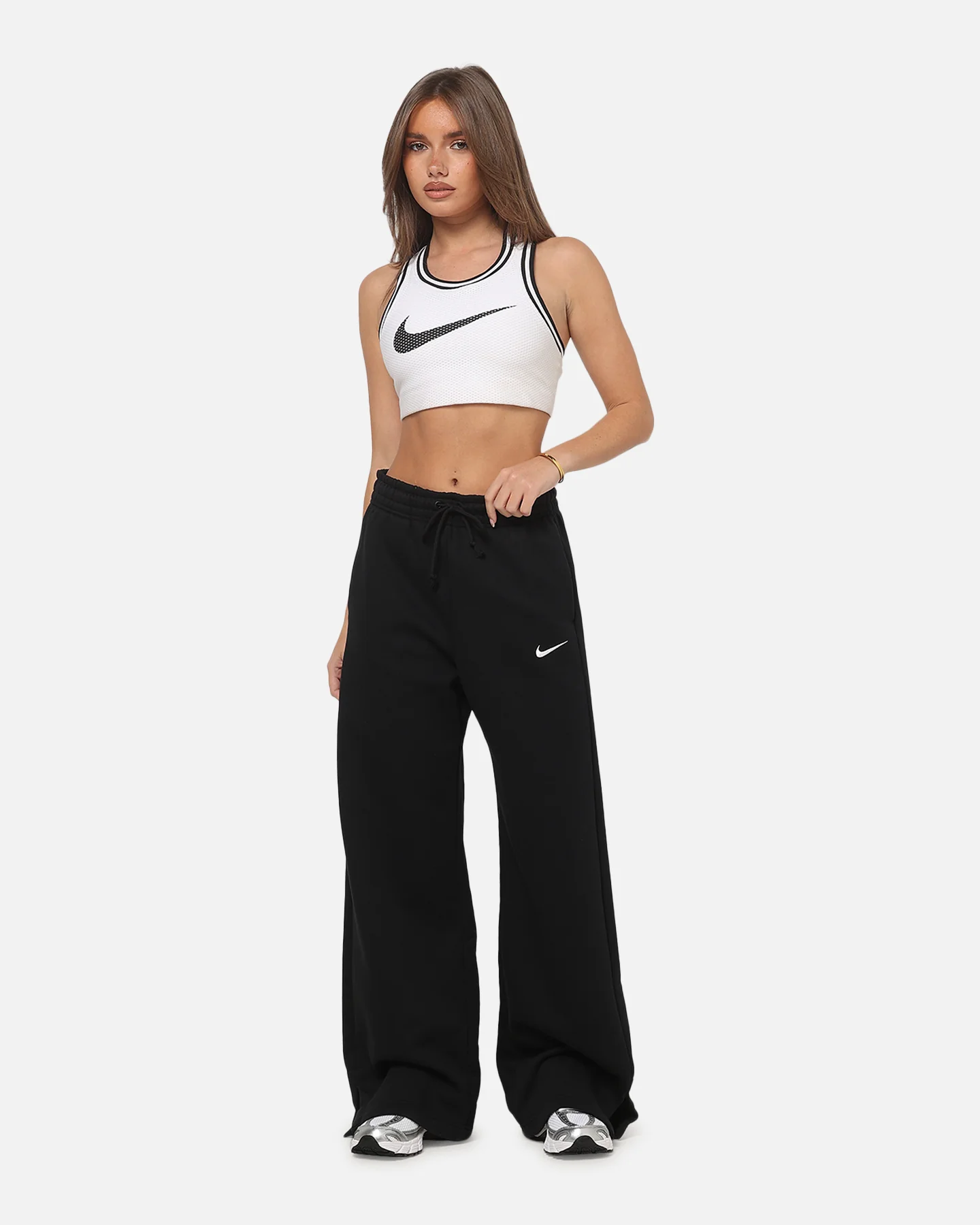 Nike Women's Sportswear Phoenix Fleece High Waisted Wide Leg Sweat Pants Black/Sail - Image 2