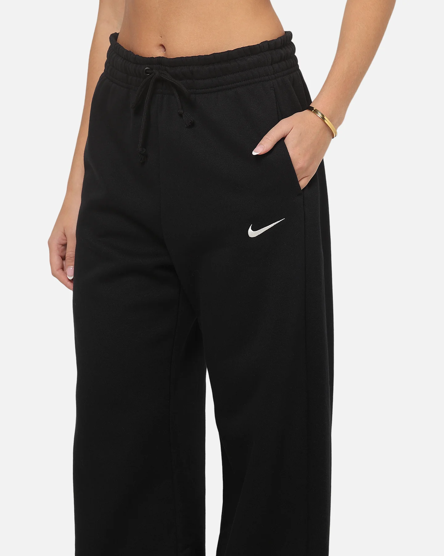 Nike Women's Sportswear Phoenix Fleece High Waisted Wide Leg Sweat Pants Black/Sail - Image 3