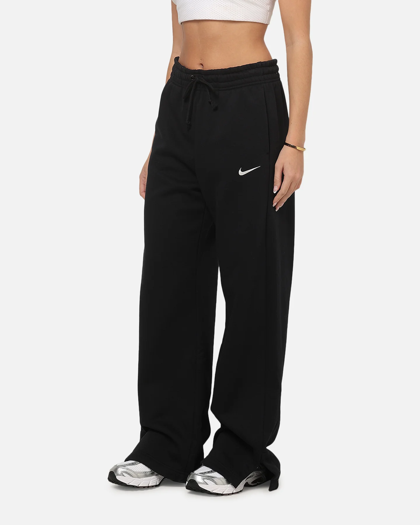 Nike Women's Sportswear Phoenix Fleece High Waisted Wide Leg Sweat Pants Black/Sail - Image 5