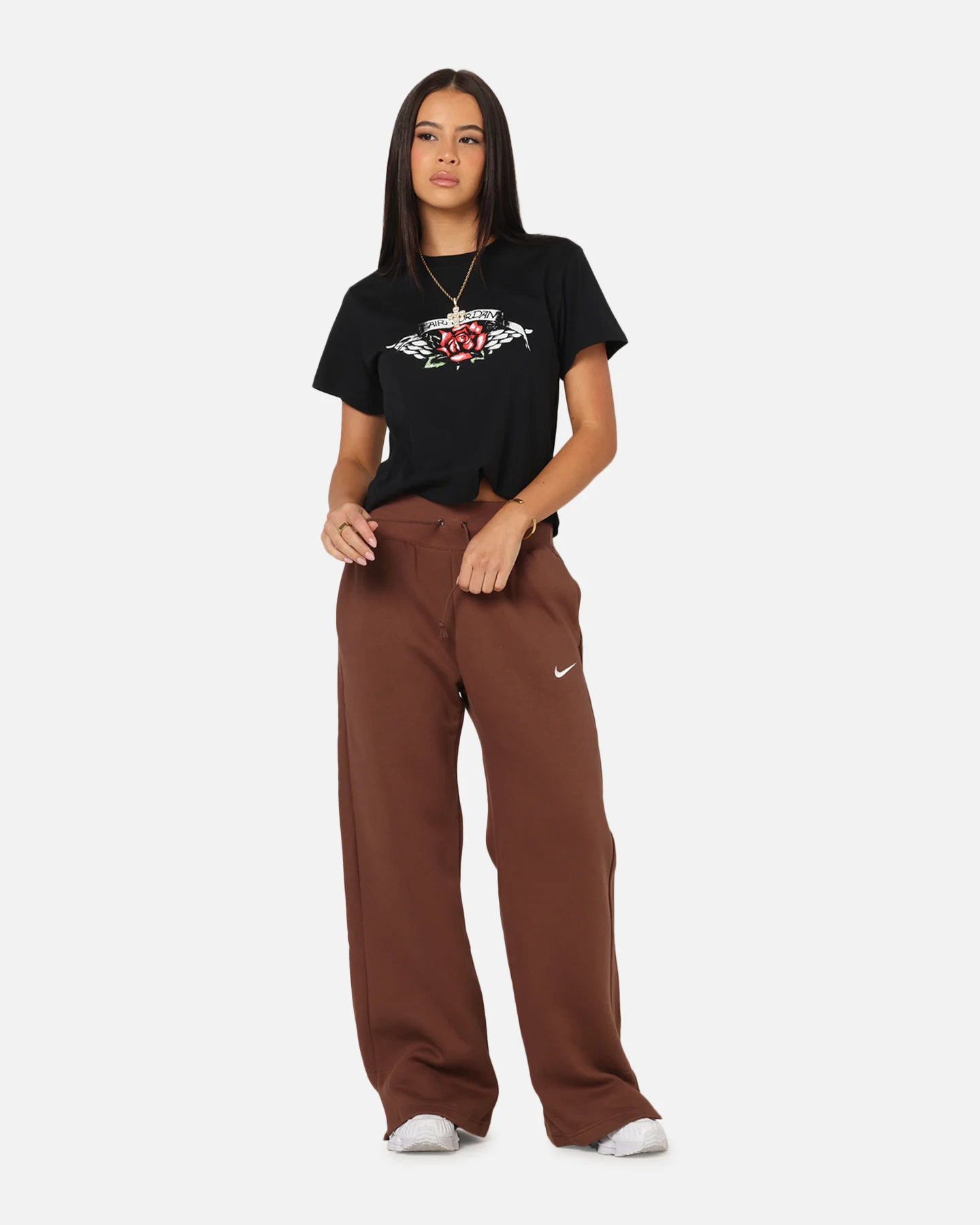 Nike Women's Sportswear Phoenix Fleece High Waisted Wide Leg Sweat Pants Fauna Brown/Sail - Image 2