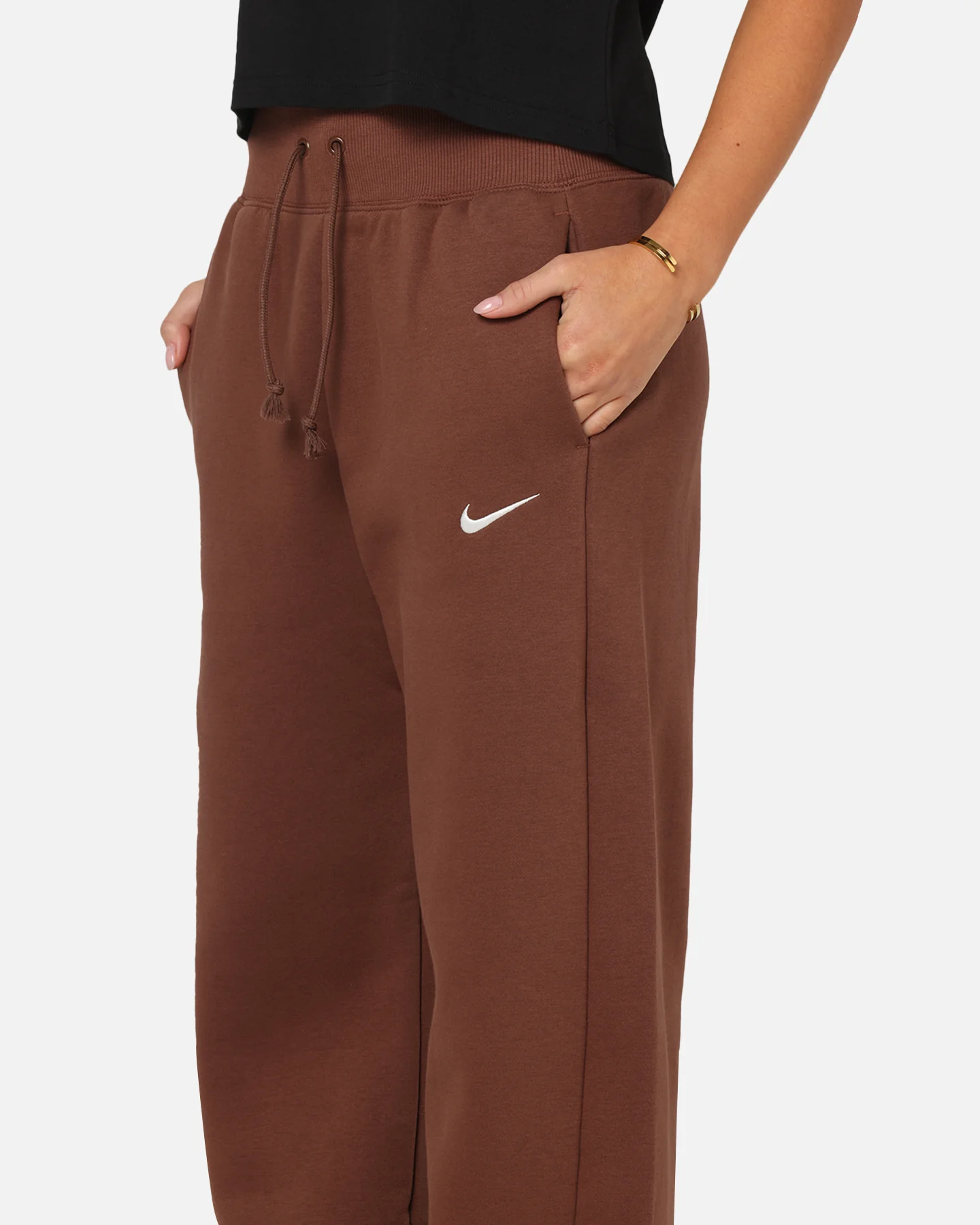 Nike Women's Sportswear Phoenix Fleece High Waisted Wide Leg Sweat Pants Fauna Brown/Sail - Image 3