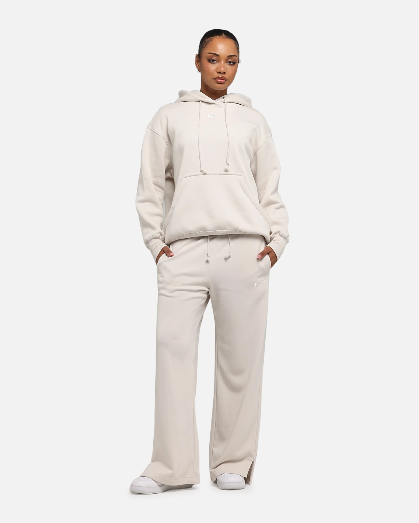 Nike Women's Sportswear Phoenix Fleece High Waisted Wide Leg Sweat Pants Lt Orewood Brown/Sail - Image 2