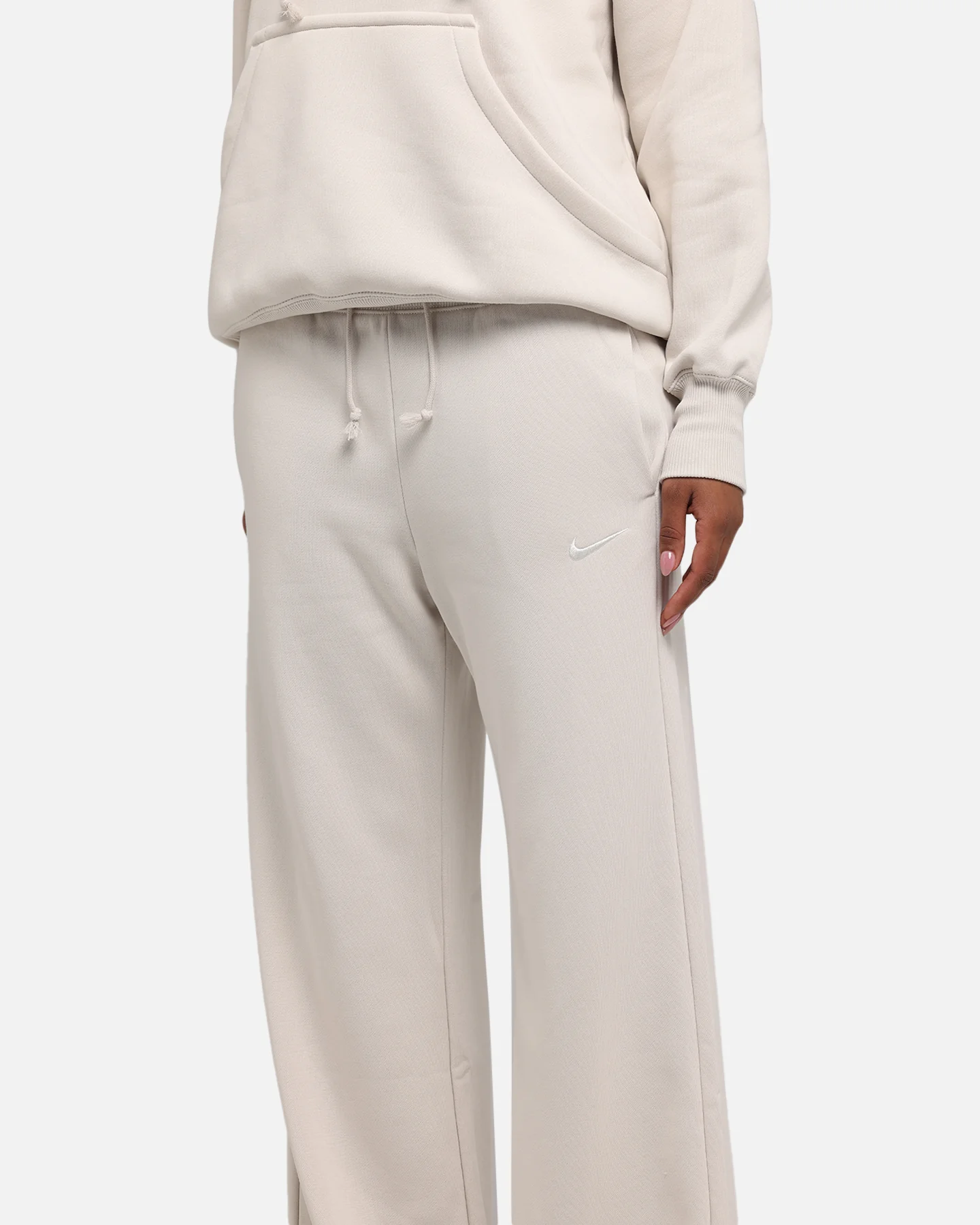 Nike Women's Sportswear Phoenix Fleece High Waisted Wide Leg Sweat Pants Lt Orewood Brown/Sail - Image 3